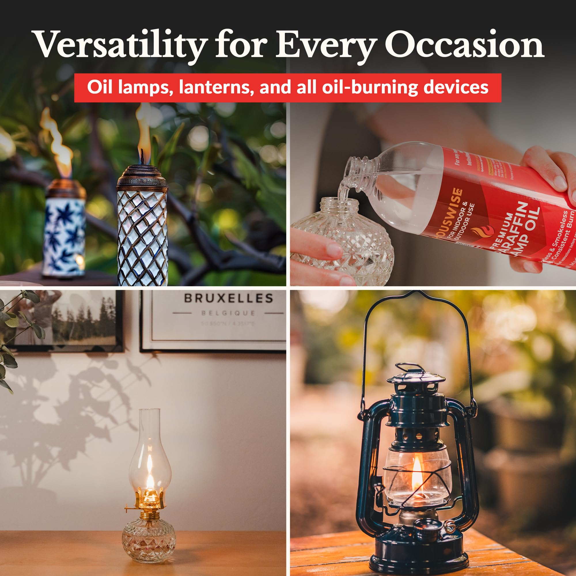 Houswise enhanced Liquid Paraffin Lamp Oil - Smokeless Odorless Fuel, 1 Quart, Clear, Model PRFN_1G_1