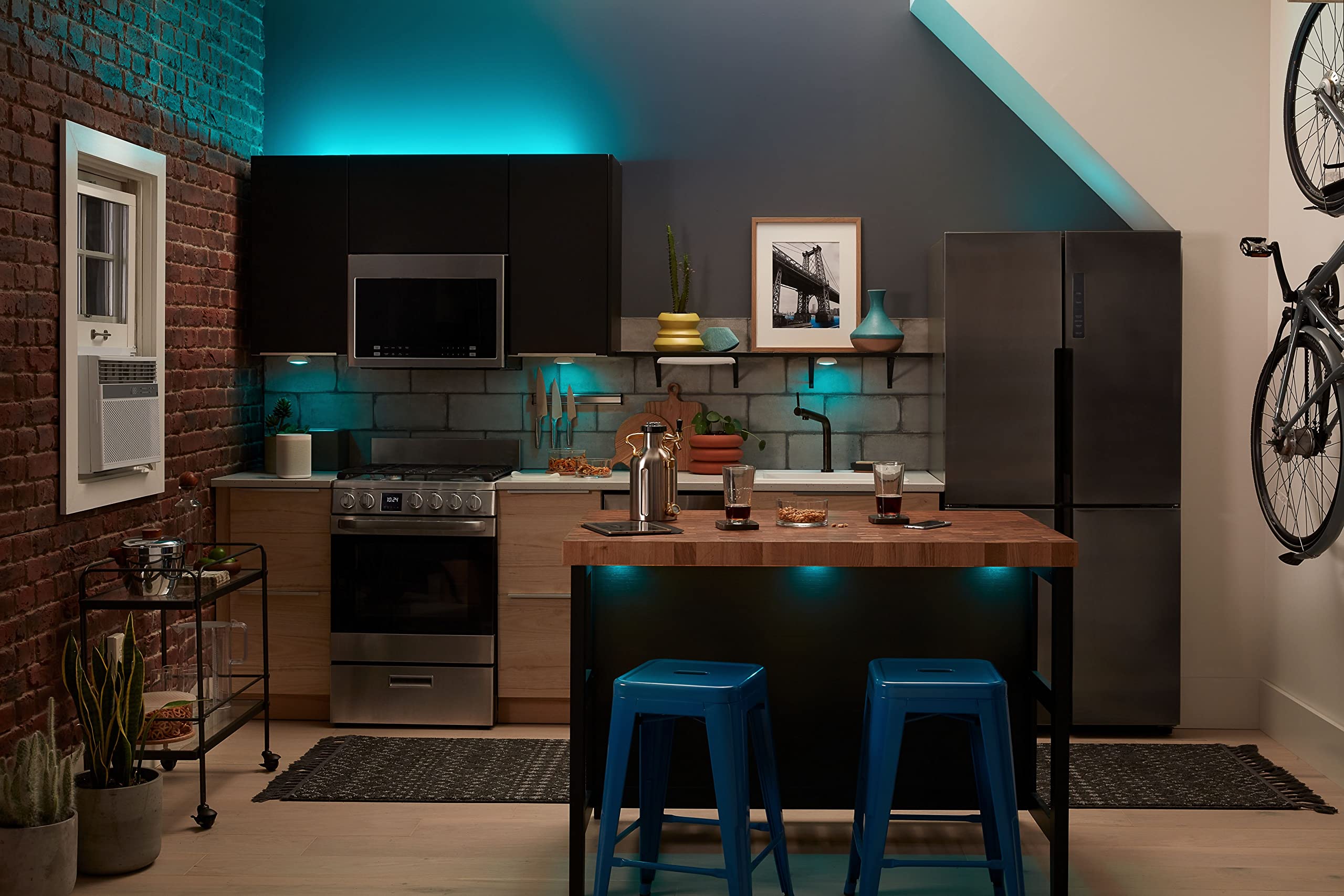 GE LED Tape Light, Color Changing, Remote Control, 12in (4 Pack), Multicolor, Model 93129121