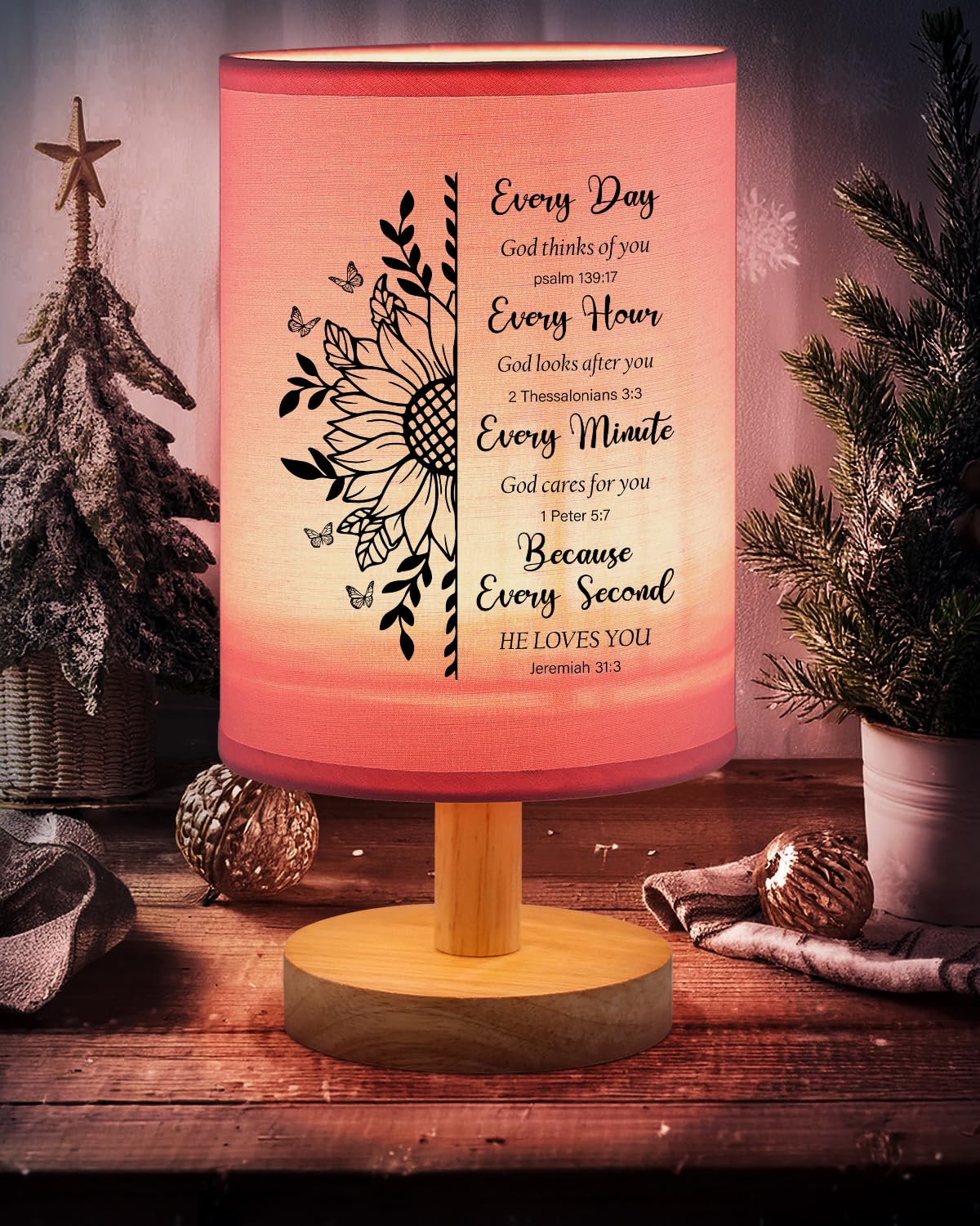 Christian Gifts For Women Table Lamp, Religious Gifts For Women With Bible Verse Prayer Inspirational Gift Fabric Lamp Spiritual