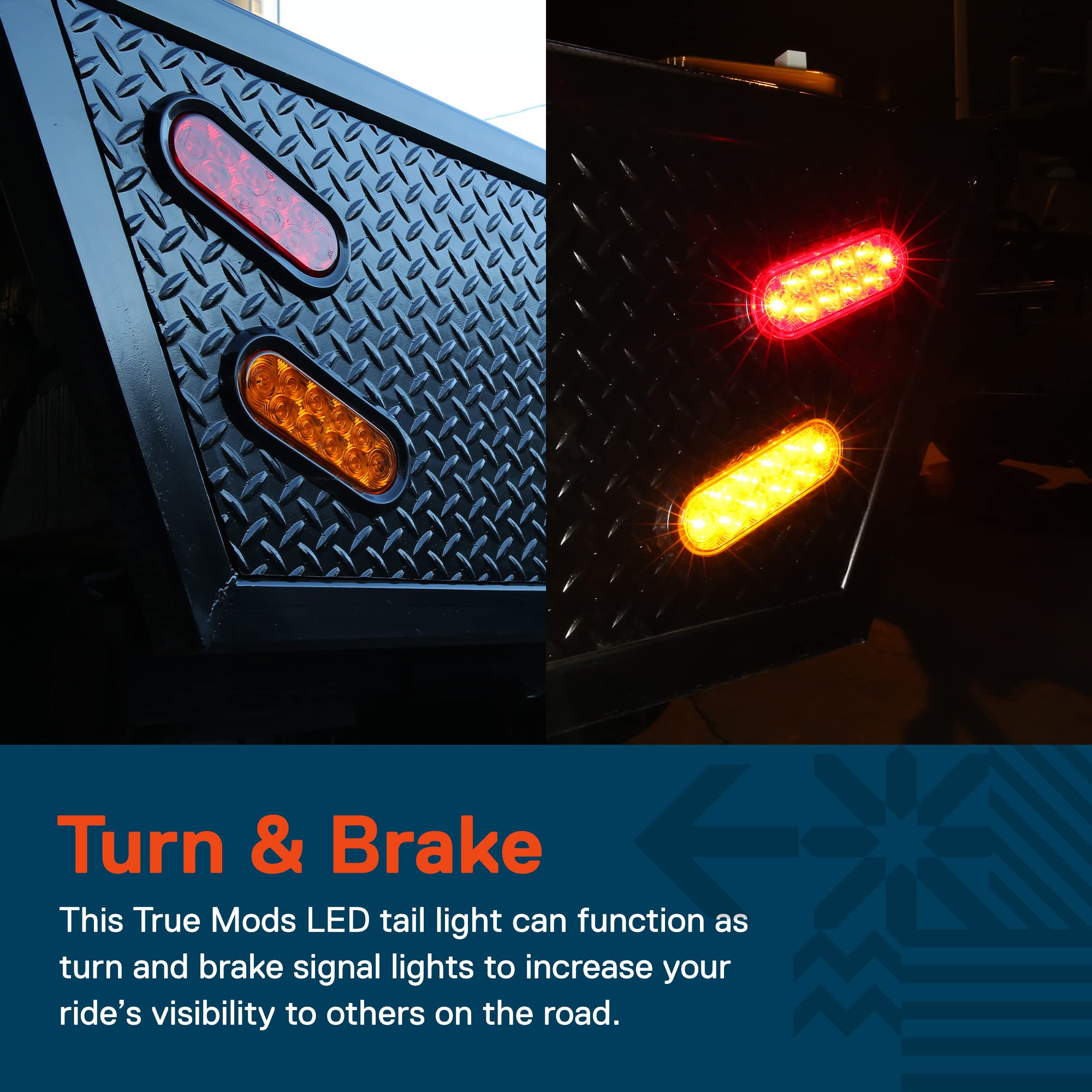 True Mods 4Pc 6 Inch Amber Oval Led Trailer Tail Light Kit [Dot Fmvss 108 Sae I6] [Grommet & 3 Prong Plug] [Ip67 Waterproof] [Pa