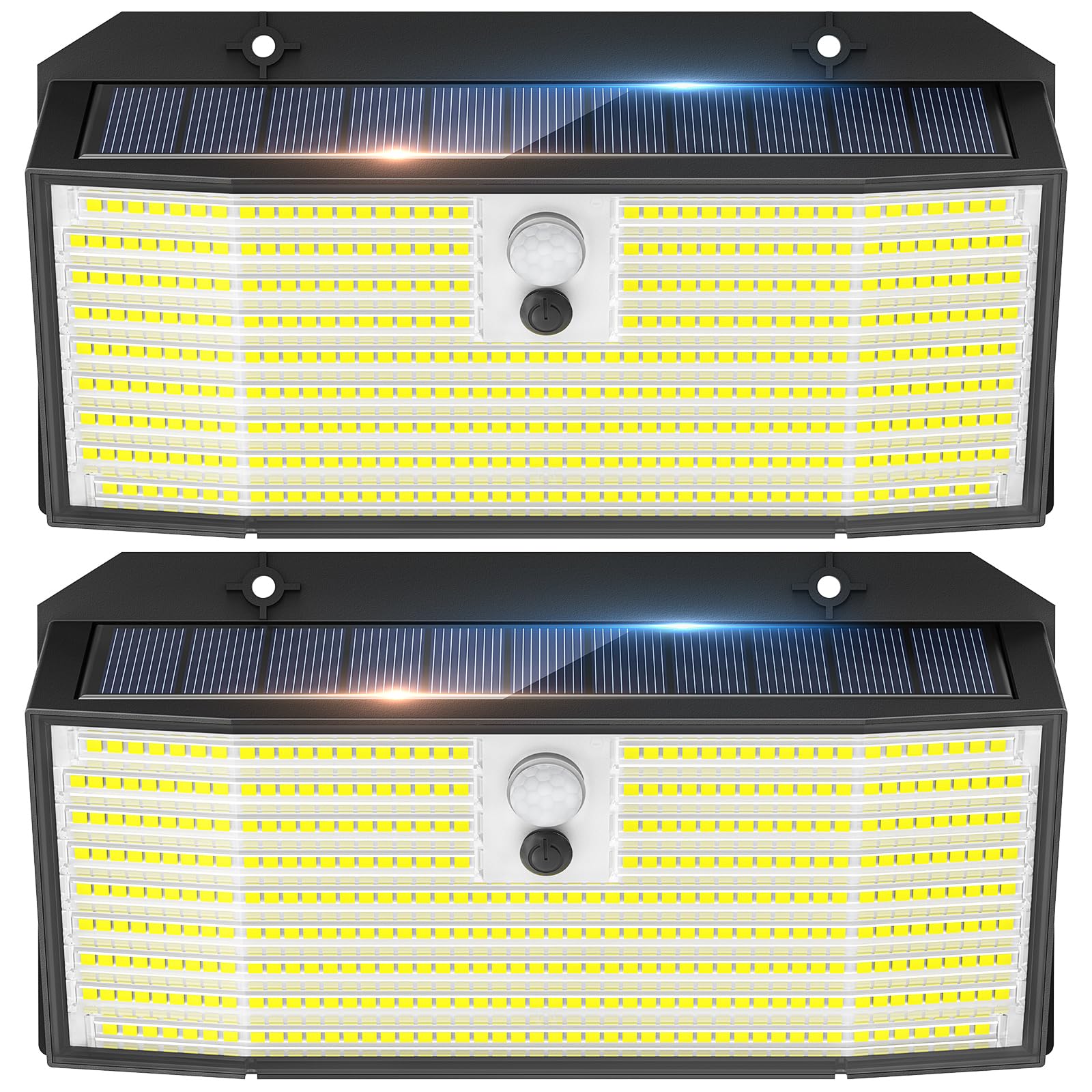 Apilab Solar Lights Outdoor, 2 Pack 418 Led 3000Lm Motion Sensor Outdoor Lights, 3 Modes Security Light, Ip65 Waterproof Solar P