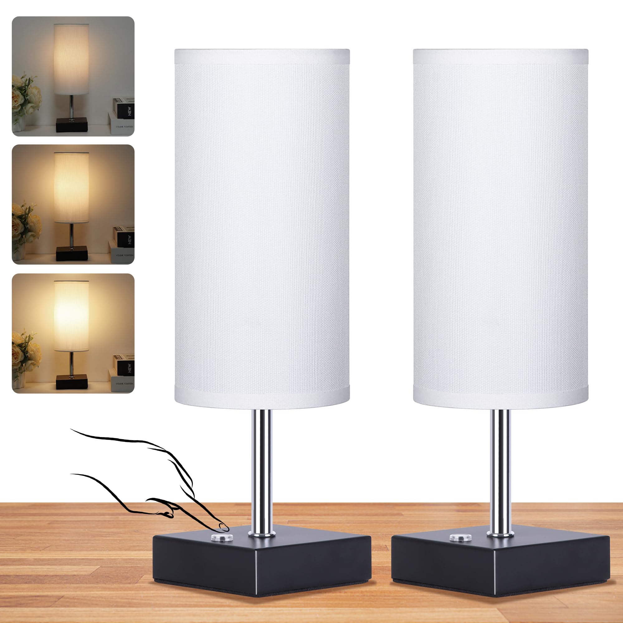 PLMMY Cordless Table Lamp, Rechargeable Lamp Touch Control Dimmable, Battery Operated Small Bedside Table Lamps for Night Stand,