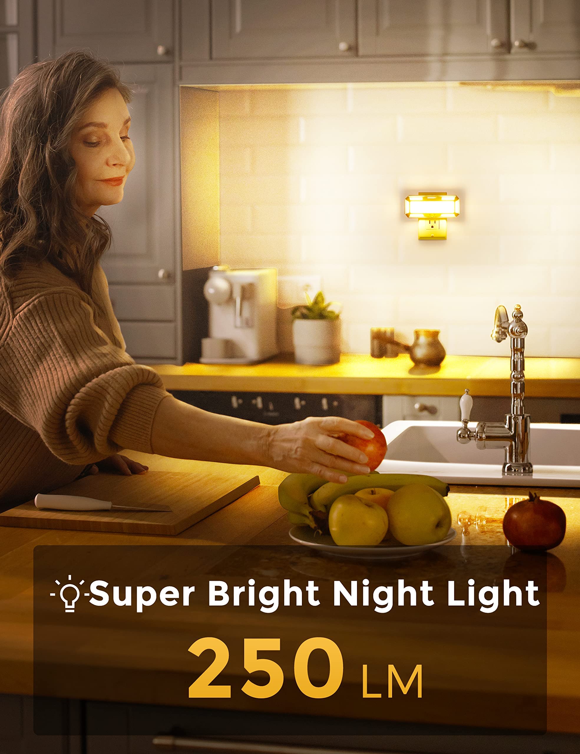 L LOHAS LED Night Light, 0-250LM Dimmable LED, Soft White, 2 Pack, Plug-in Wall, Model A-GY-065-02-US-2