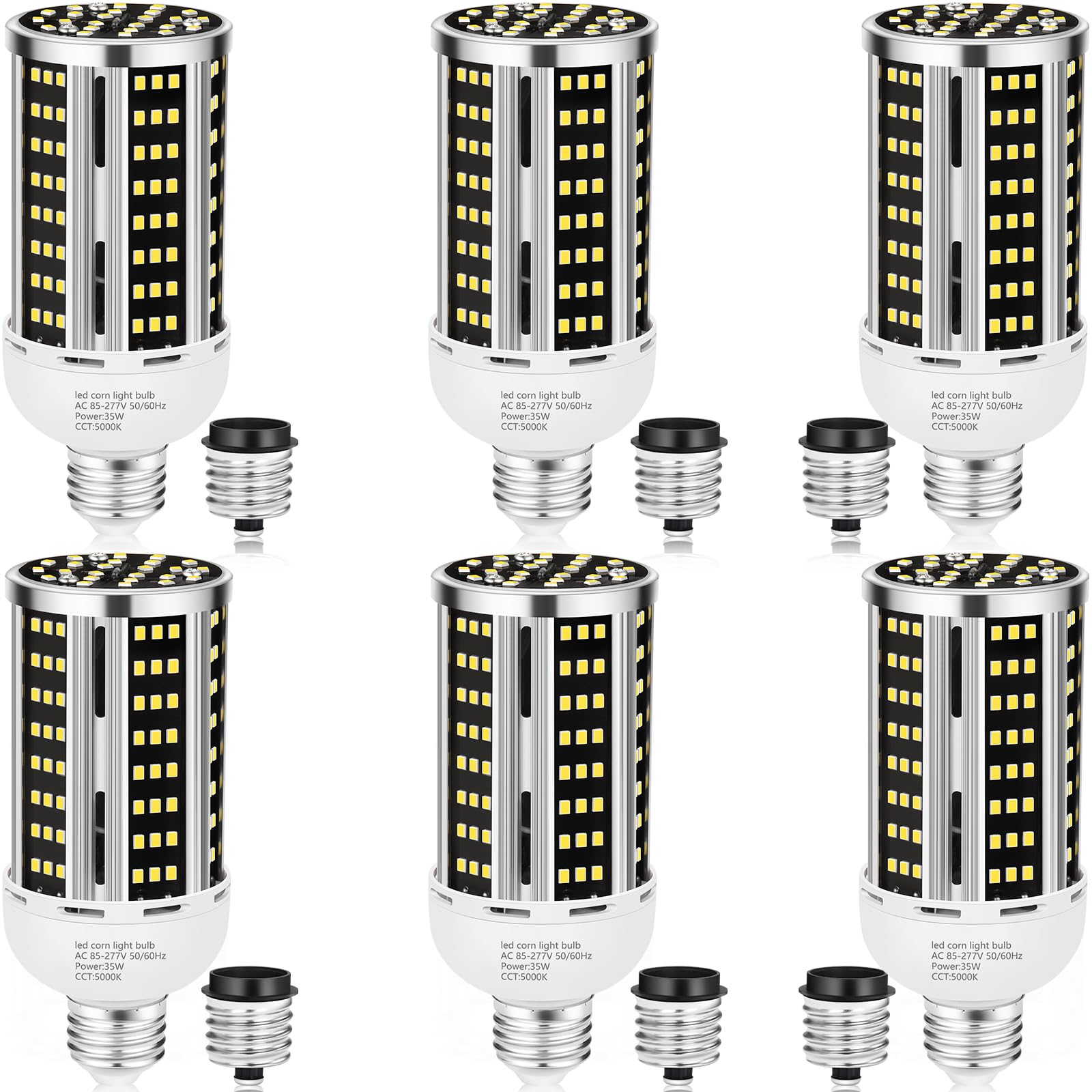 35W 6 Pack Led Corn Light Bulb,(300W Equivalent ) Commercial Grade Daylight 5000K E26/E39 5000Lm Medium Mogul Base Led Lamp,Larg