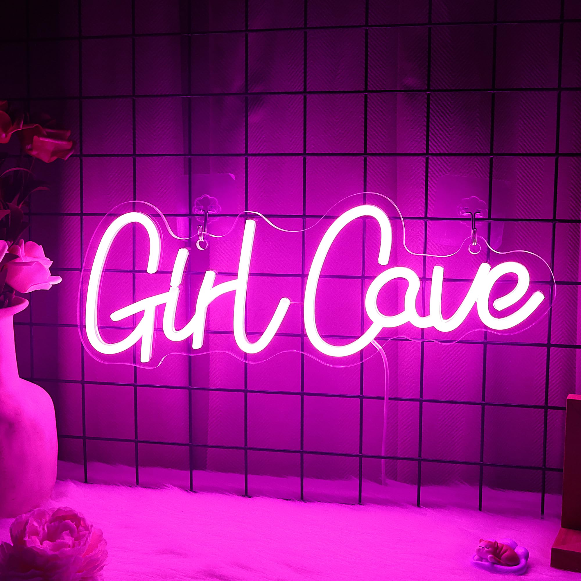 YuanDian Neon Sign, Dimmable Pink LED Wall Decor, Medium Acrylic, USB Powered