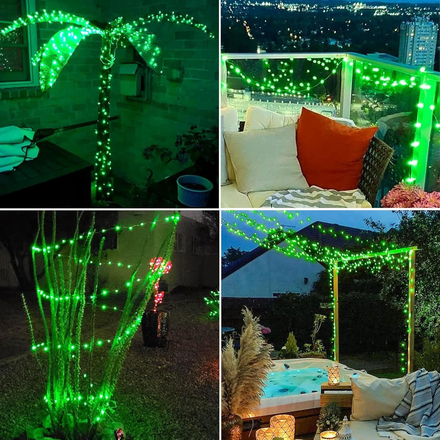 Lomotech Solar String Lights - 66ft 200LED Waterproof Fairy Lights, 8 Modes, Copper Wire, Green, Model LO-S100-005-2