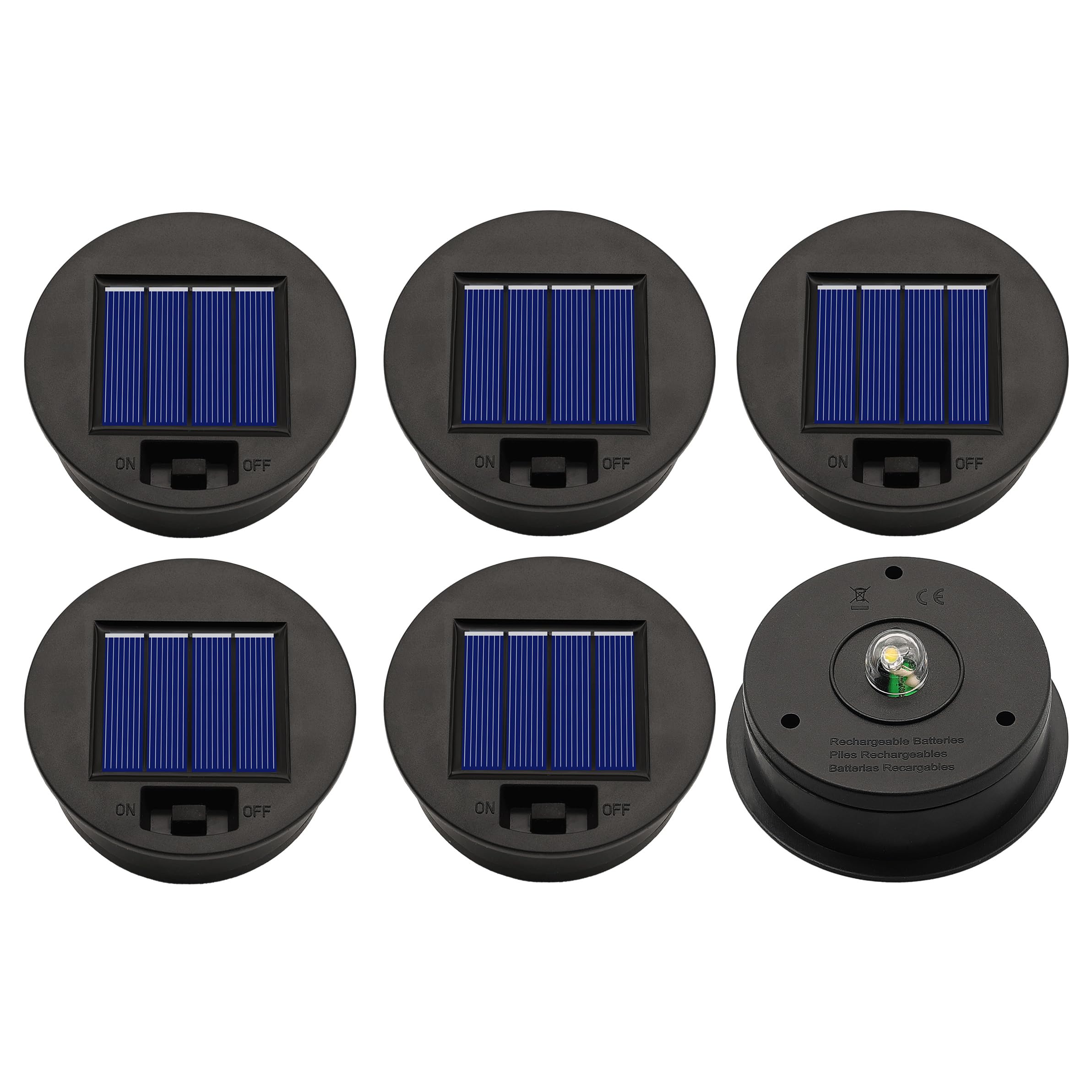 ANGMLN 6 Pack Solar Lantern Replacement Lids, Warm White, 3.31in, Plastic, Model DD-X-6
