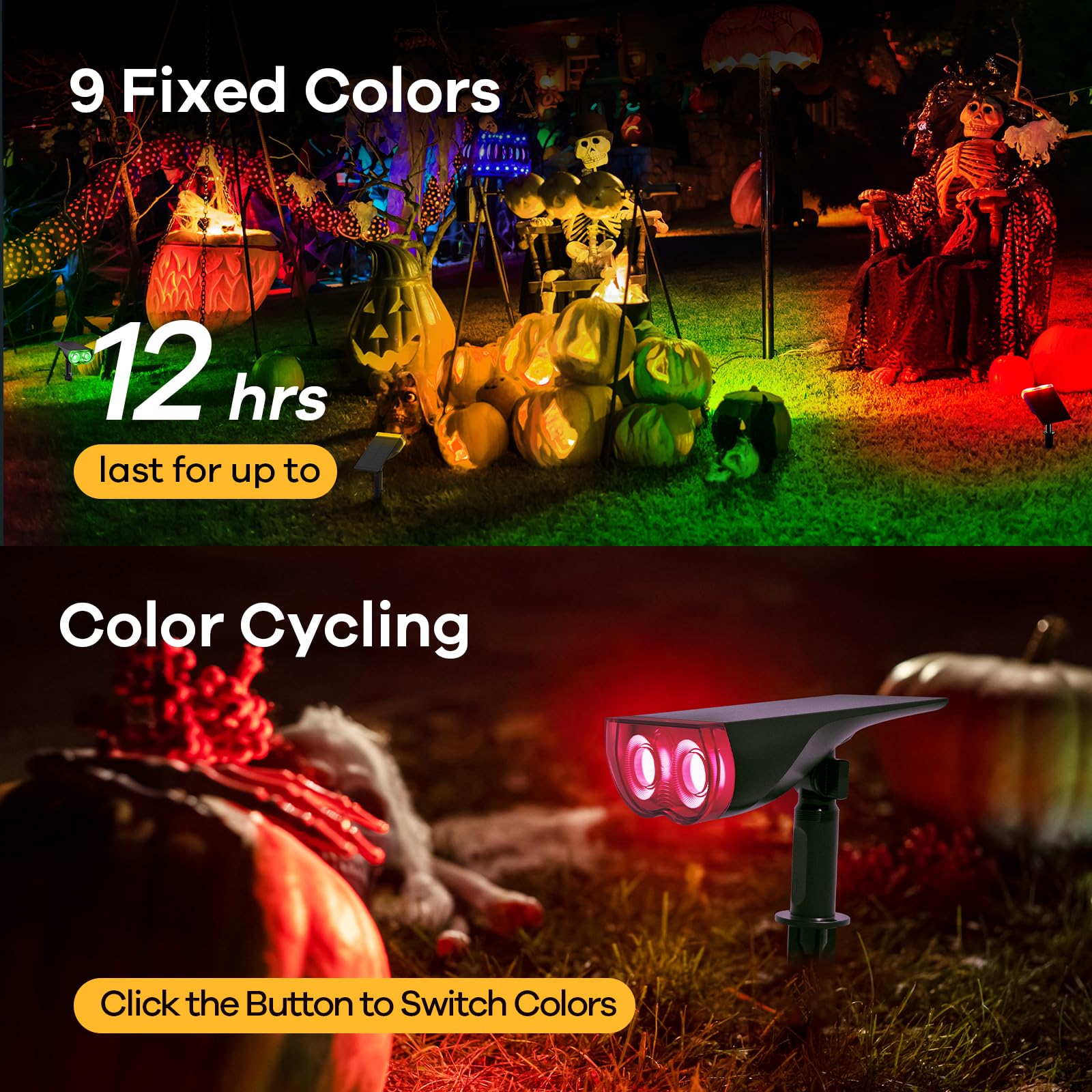 Linkind Solar Spot Lights Outdoor, Waterproof IP67, Multicolor, 2 Pack, Acrylonitrile Butadiene Styrene