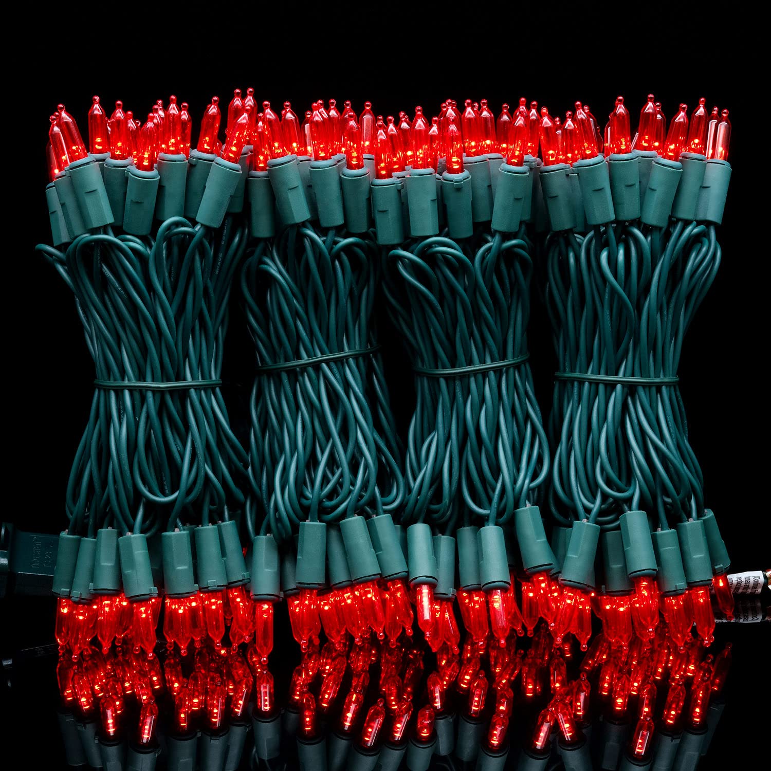 YULETIME Red LED Christmas Lights, 66ft 200 Count, Commercial Grade, Green Wire, Model BMD-L-200E/4F