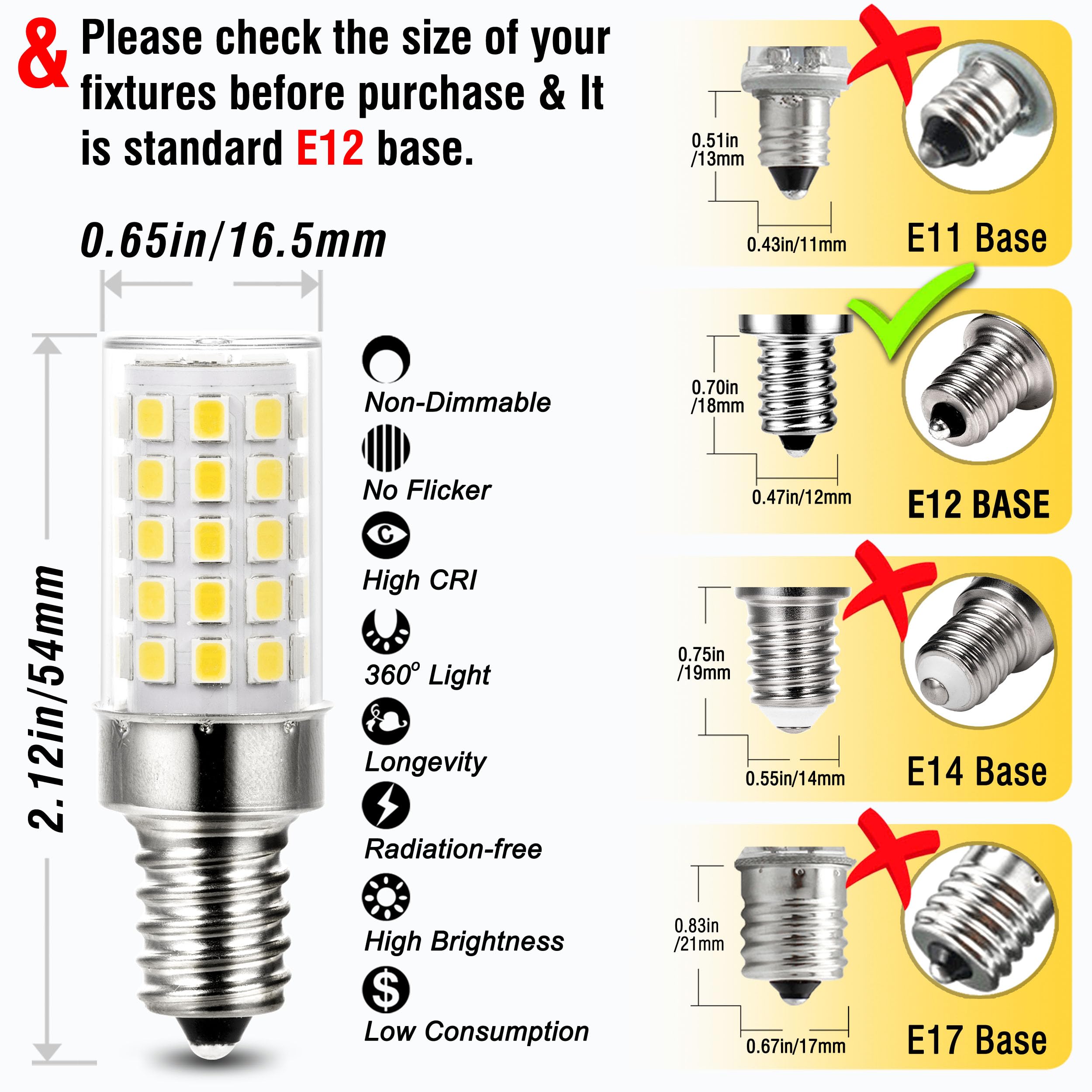 ALIDE E12 LED Candelabra Bulbs 60W Replacement 550lm Natural White 4000K 10 Pack
