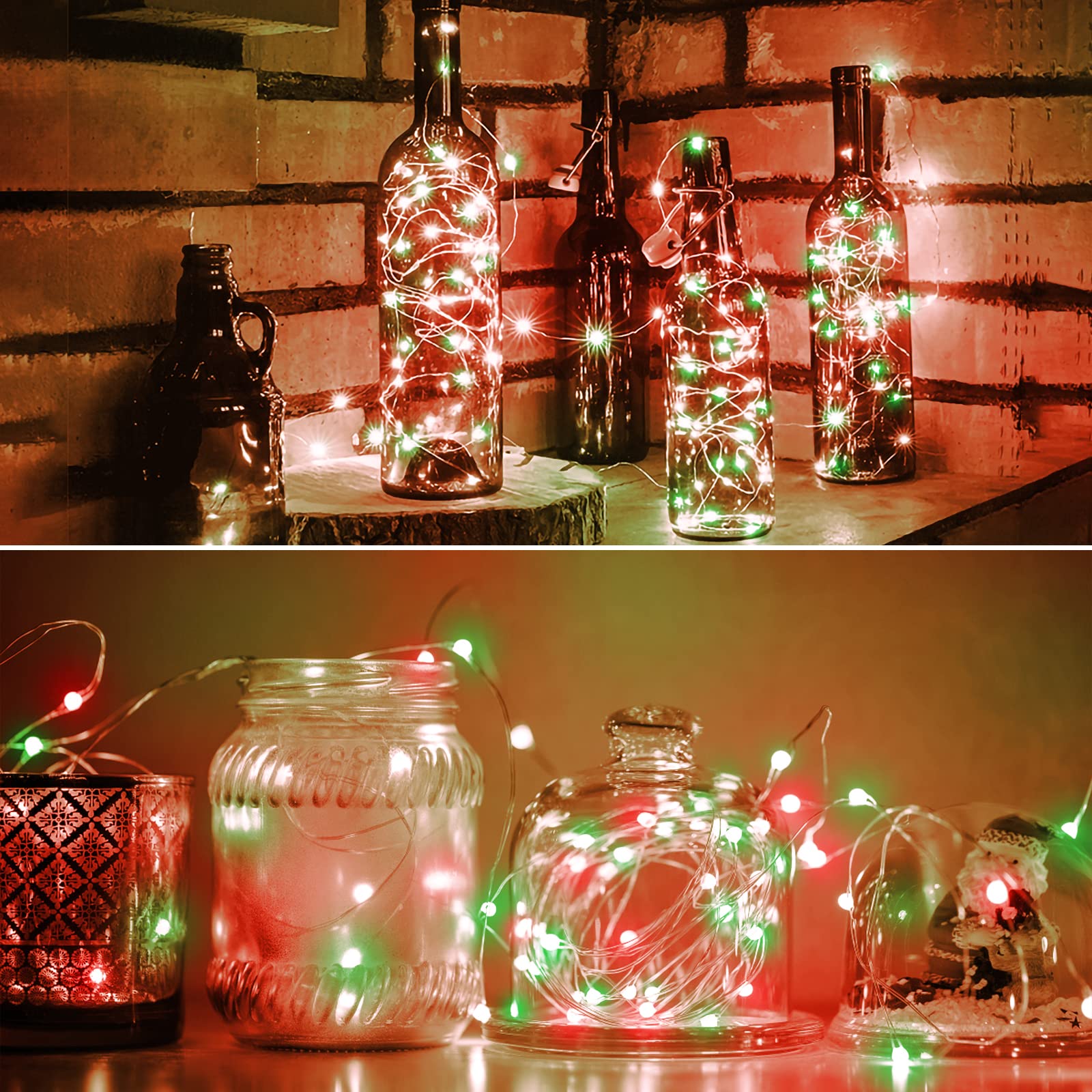 Smacen Led Fairy Lights 100Ft Red And Green Christmas String Lights Indoor Outdoor  Waterproof Copper Wire Starry String Lights Plug In For Wedding Holiday Party  Bedroom  Christmas D?Cor (Red &Green)