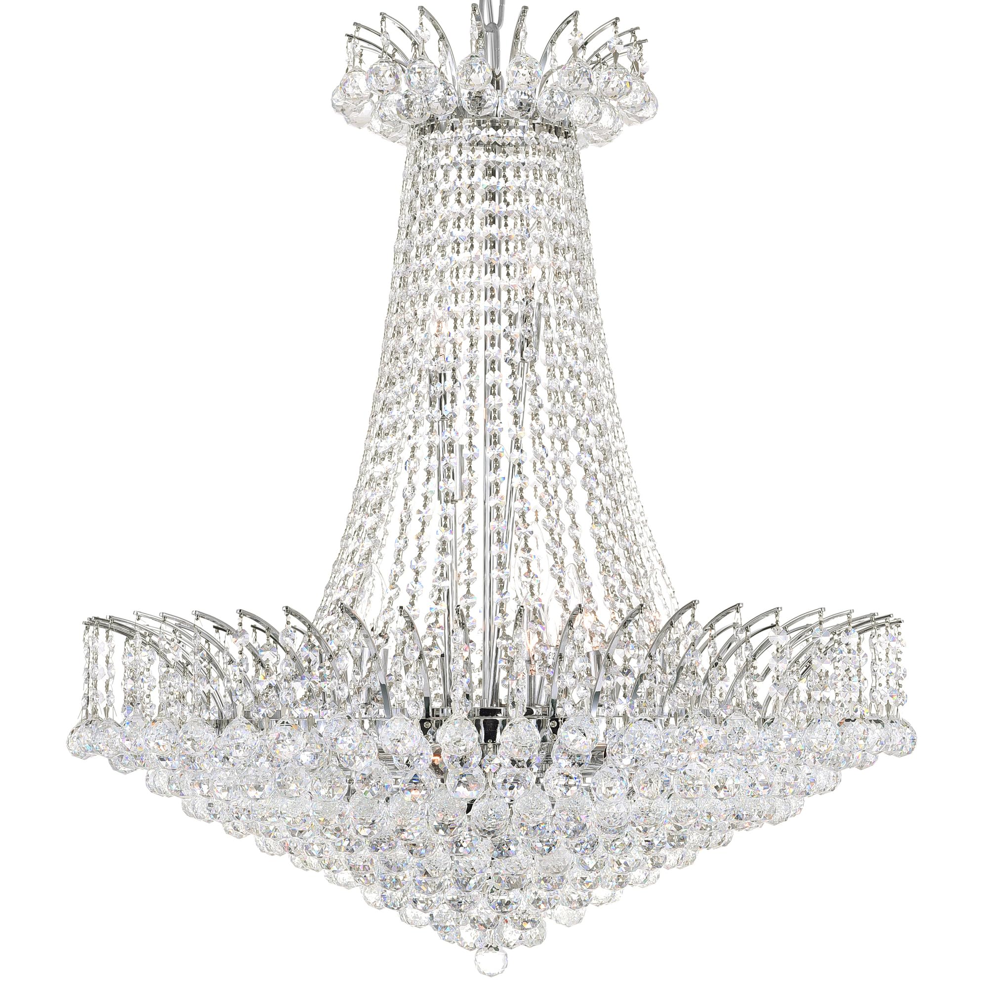CWI Lighting Posh 22 Light Down Transitional Metal Chandelier in Chrome