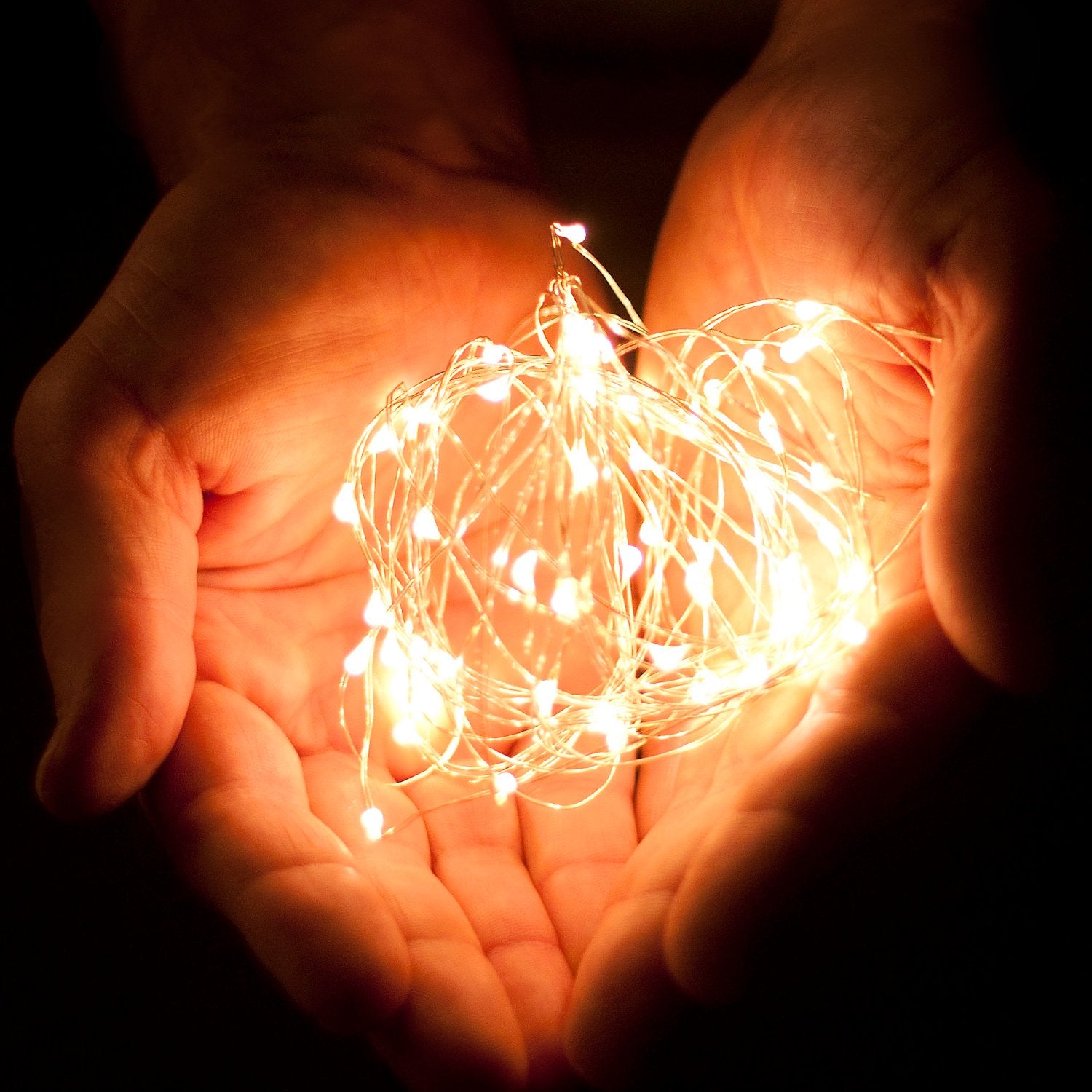 RTGS 2 Sets 20 LEDs Warm White String Lights, 6.5 ft Silver Wire, Battery Powered for Indoor/Outdoor Use