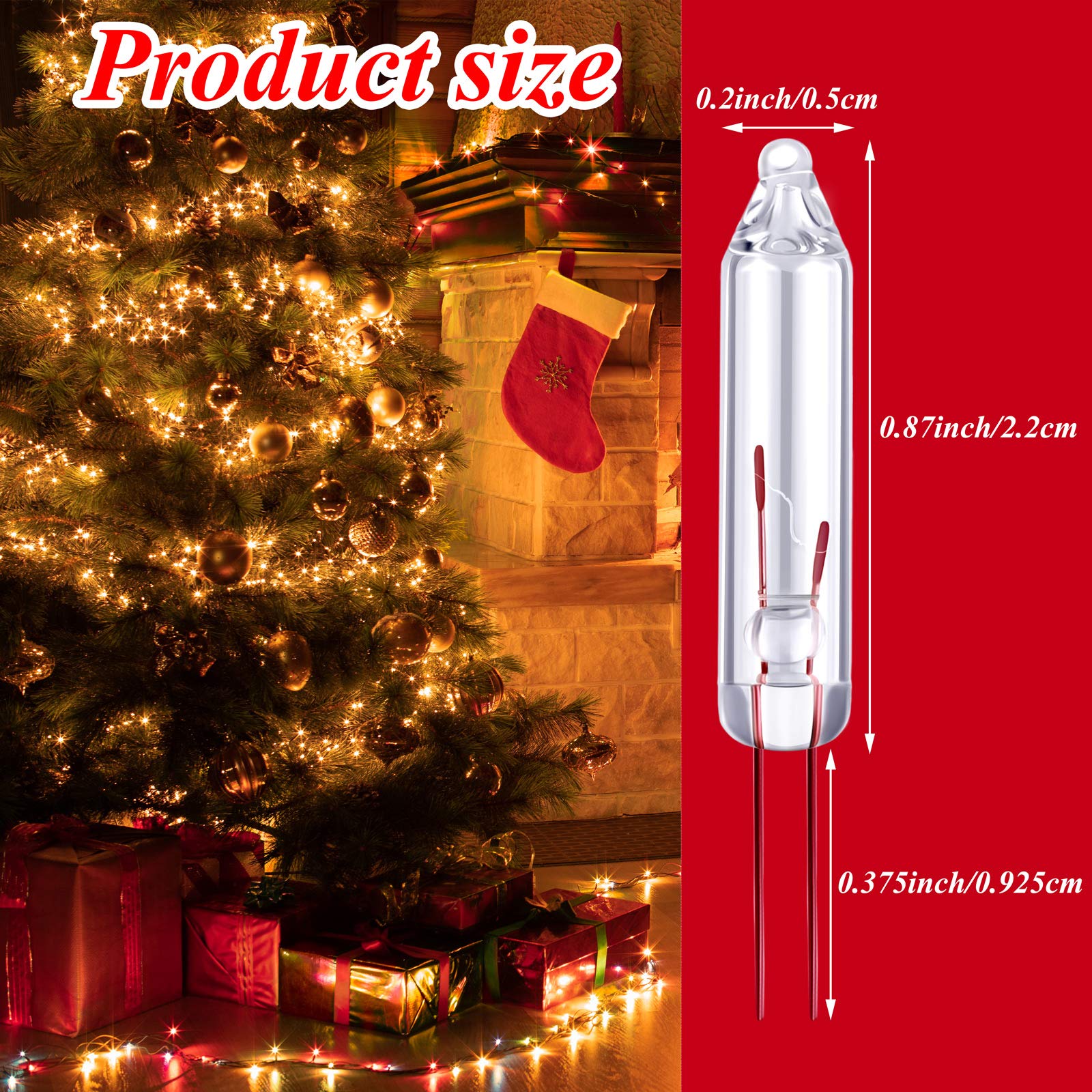 Aodaer 500 Clear Mini Light Bulbs, 2.5 Volt, 0.17A, 0.42W for Christmas Trees