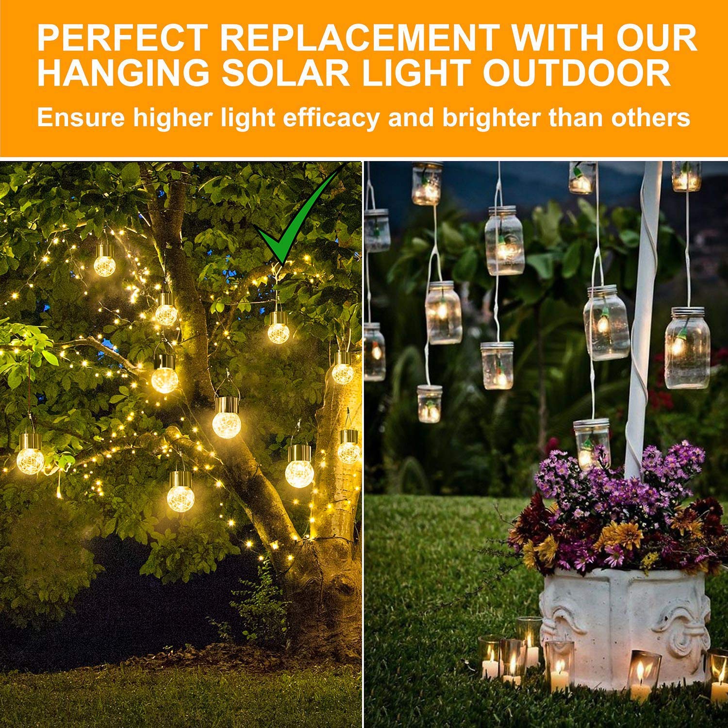 MAXvolador 12-Pack Hanging Solar Lights, Waterproof  ed Glass Ball, Warm White, Model GA-203A