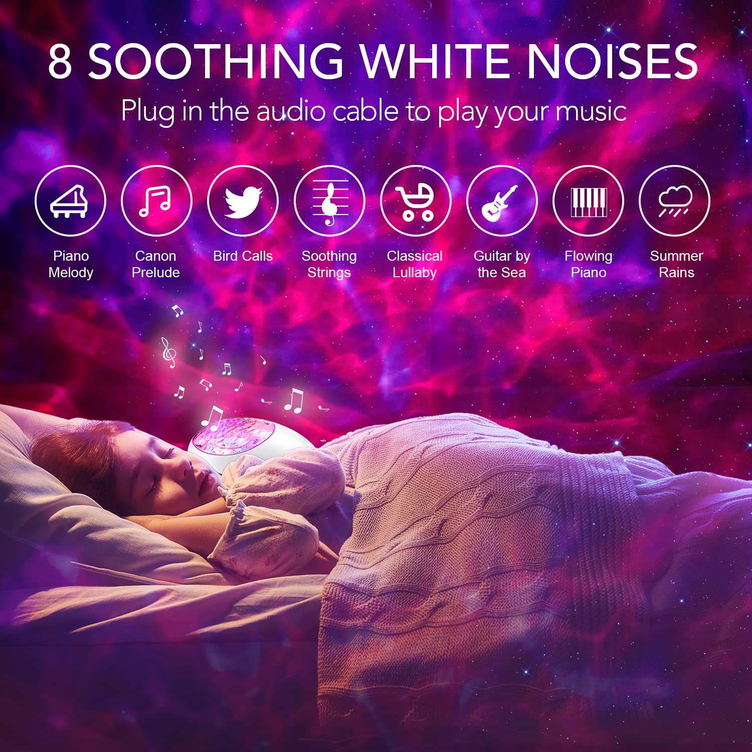 Galaxy Projector, Star Projector Galaxy Light With Timer & Remote & White Noises, Galaxy Projector For Bedroom Decoration, Galax