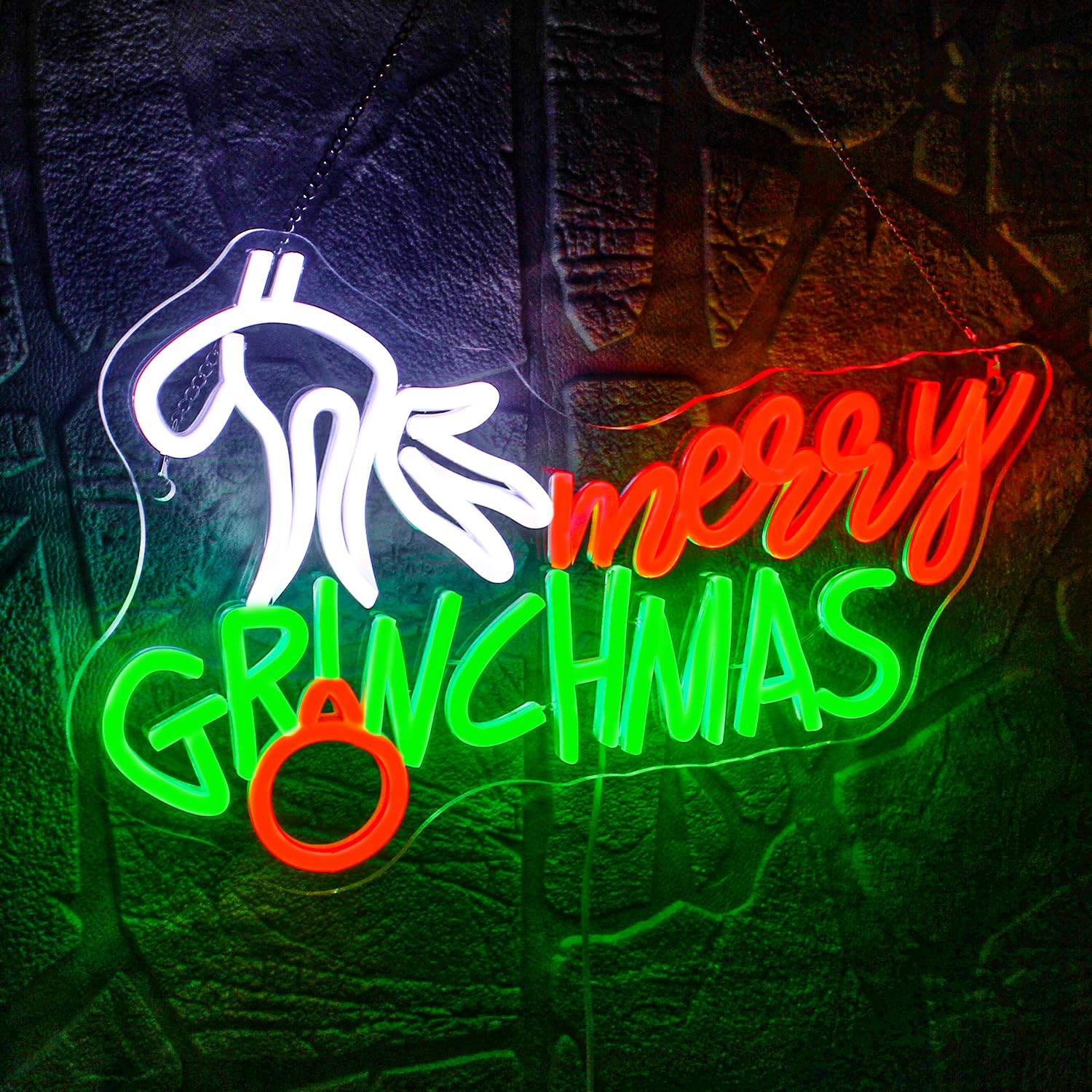 WLHOPE Merry Christmas Neon Sign, Green Red LED Wall Decor, Acrylic, Christmas Gift Decoration