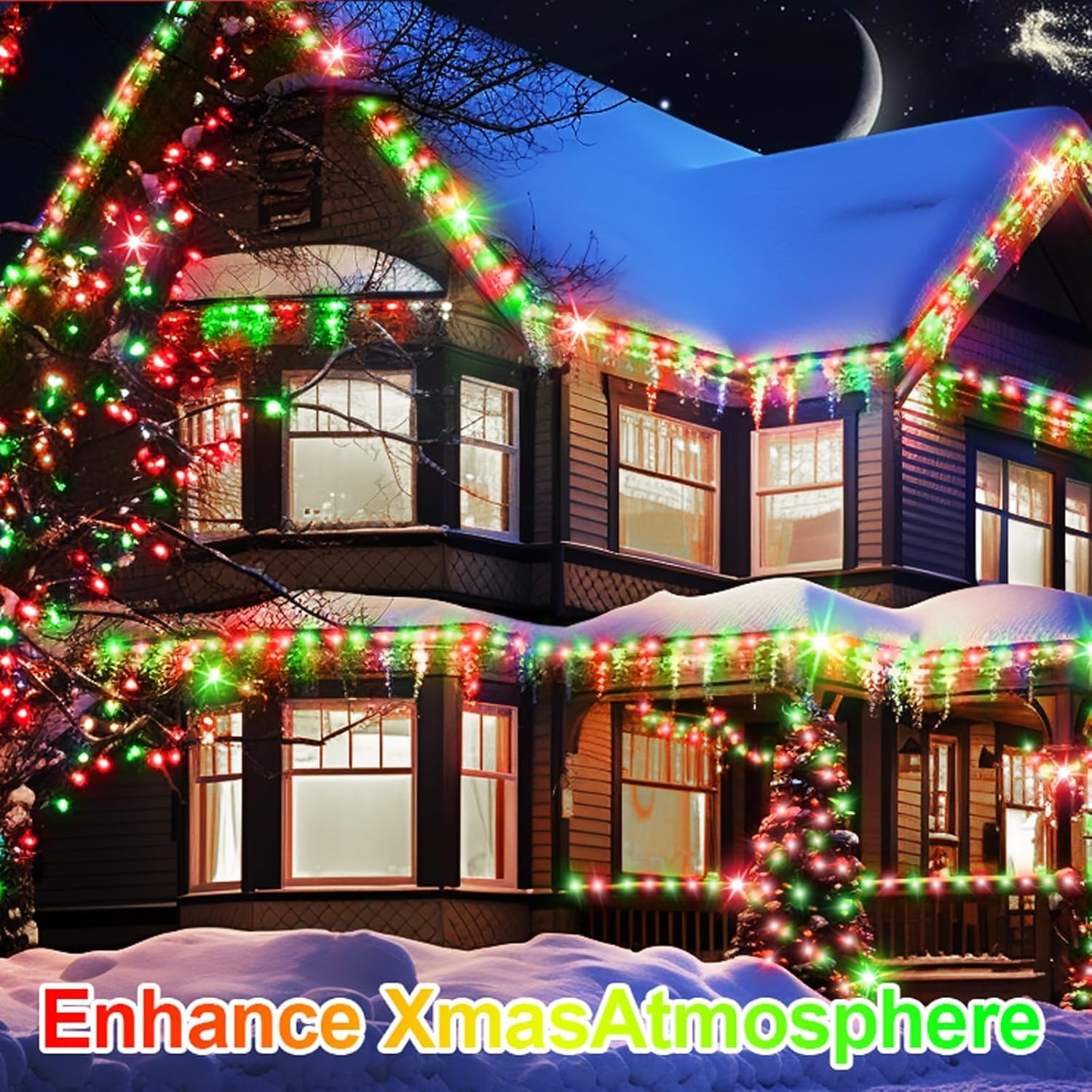 200 Ft 500 Led Christmas Lights Outdoor Decorations Super Long Fairy Lights Waterproof 8 Modes Timer Clear Wire String Lights Fo