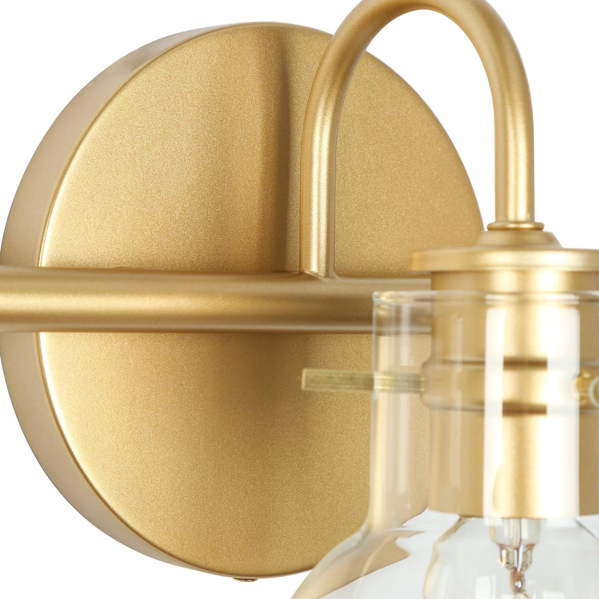 Ksana Bathroom Vanity Light, 5-Light Large Gold Wall Light Fixtures, Modern Vanity Lights Over Mirror With Globe Clear Glass Sha