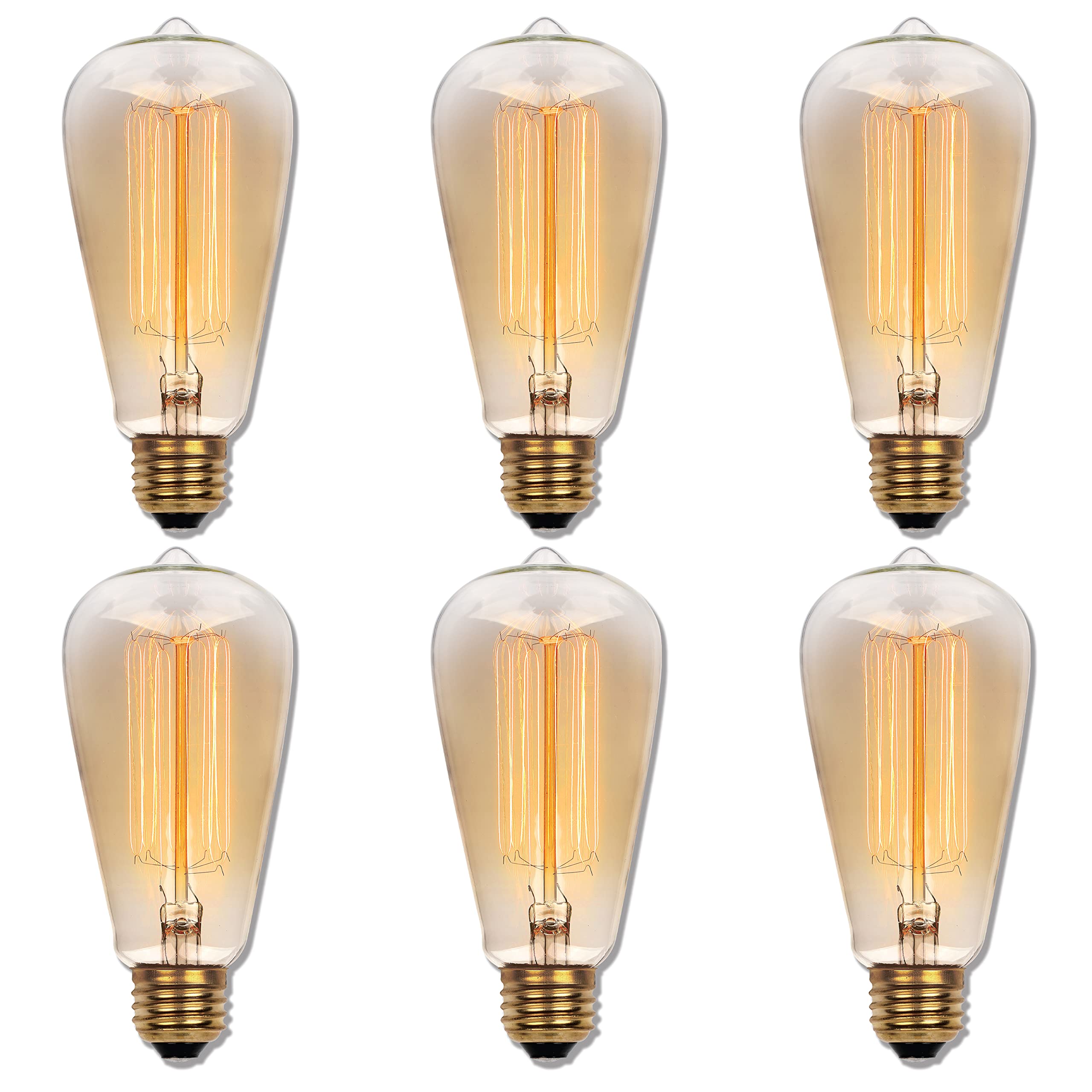 Westinghouse 60 Watt ST20 Amber Vintage Bulb, Glass, Pack of 6, Model 0413220