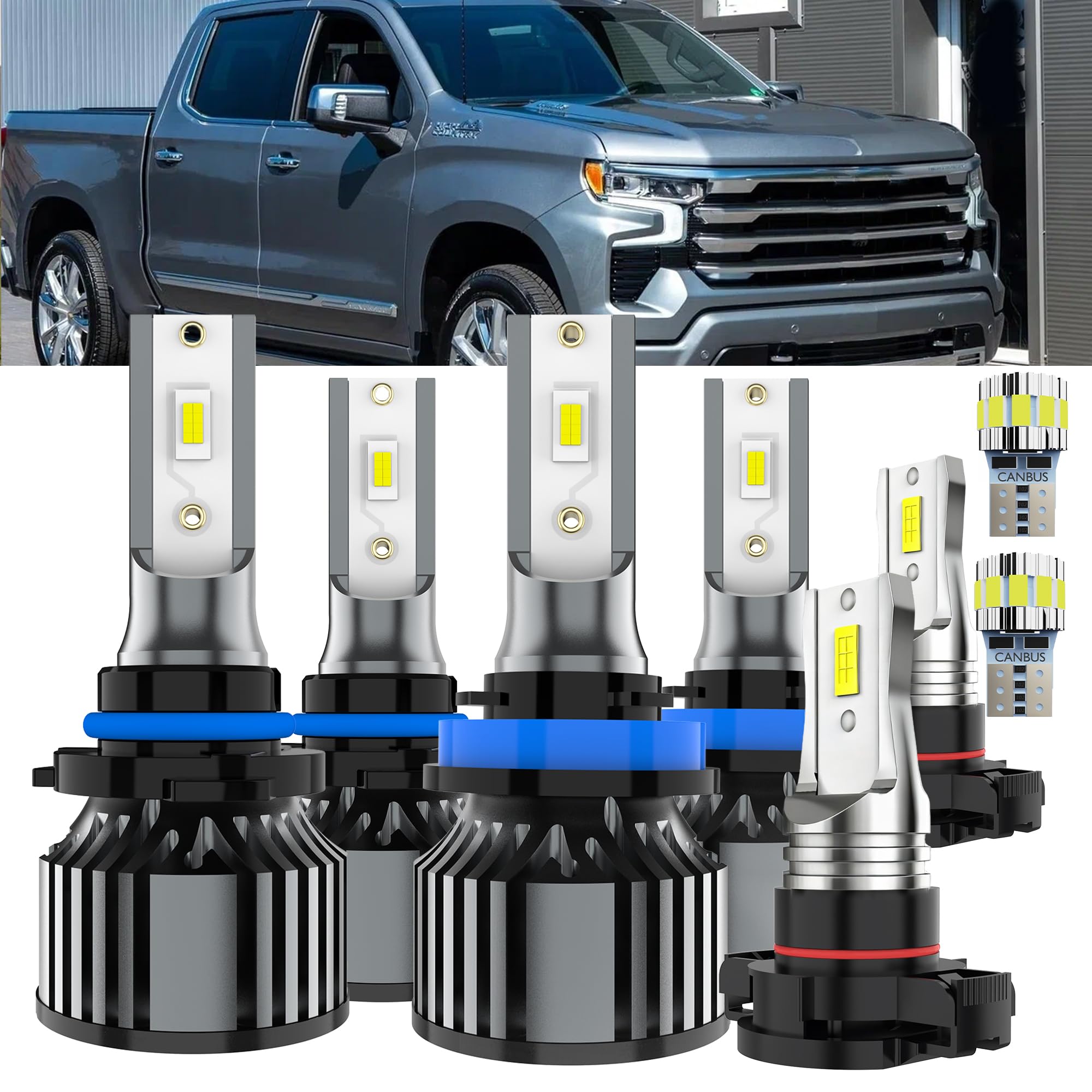 AYOTZIH Bulbs Fit For Chevy Silverado 3500 2008-2022, Chevy Silverado 3500HD 2007-2019, High Beams+ Low Beams+ Fog Lights+ Licen