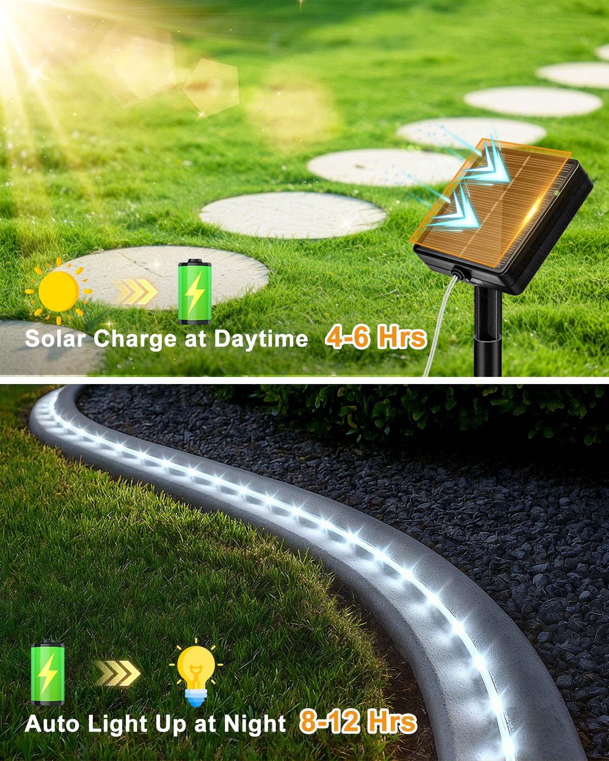 Btfarm 2 Pack Solar Rope Lights Outdoor  120Led 46Ft Solar String Lights Outside Waterproof  8 Lighting Modes Tree Tube Fairy Light Solar Powered For Garden Christmas Yard Party Decoration  Cool White