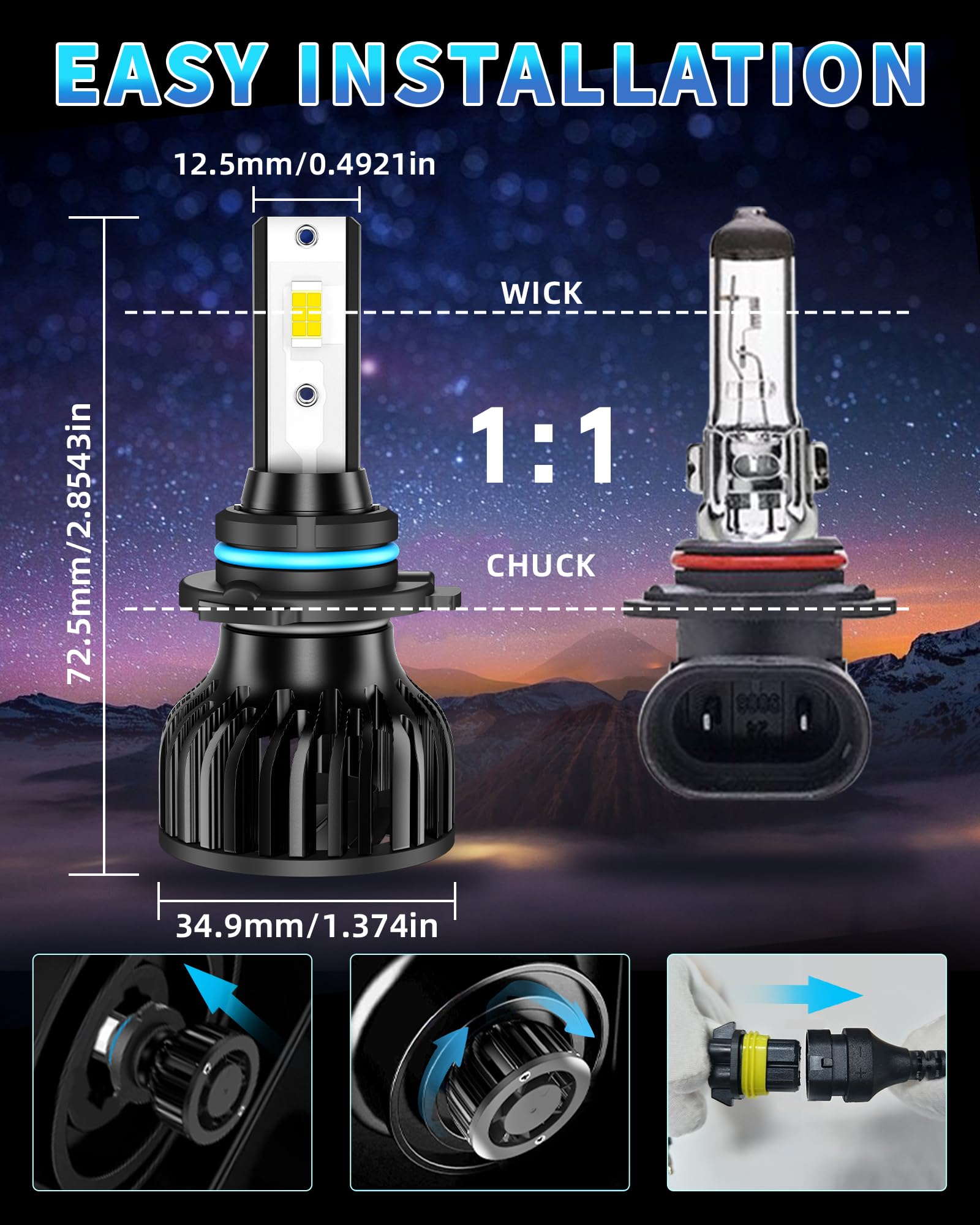 TOPLYGS 9005 High/Low Beam Light Bulbs, Super Bright 6000K Cool White, Plug and Play, Pack of 2 for Ford Explorer 2011-2015