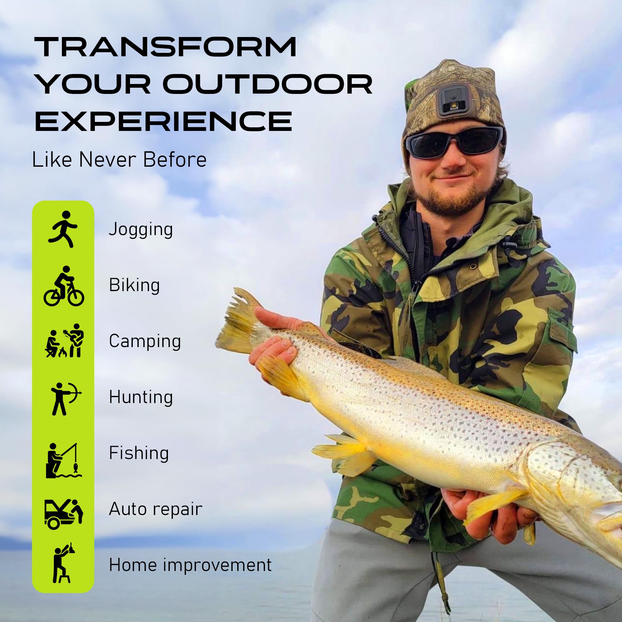 Panther Vision LED Beanie Hat - POWERCAP 3.0, USB Rechargeable, Navy, One-Size, IPX4 Water Resistant, Ultra Bright Lights
