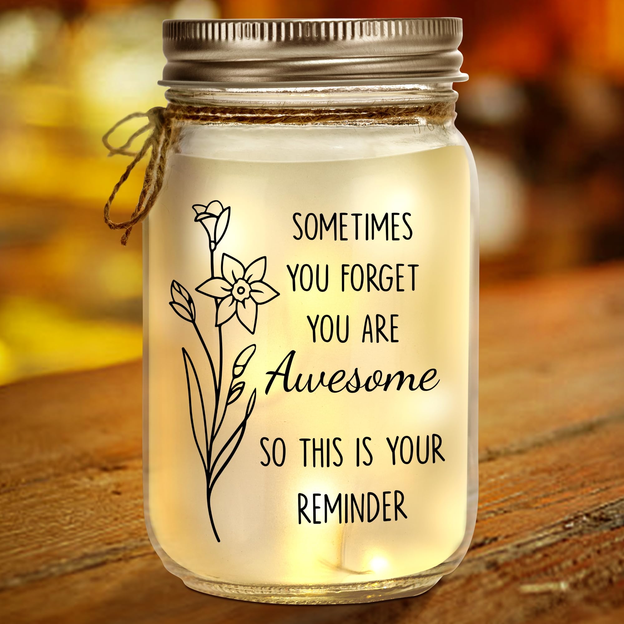 Kenon Mason Jar Gifts For Women, Birthday Gifts For Women, Home Decoration Lights, Personalized Jar Night Light Thank You Christ