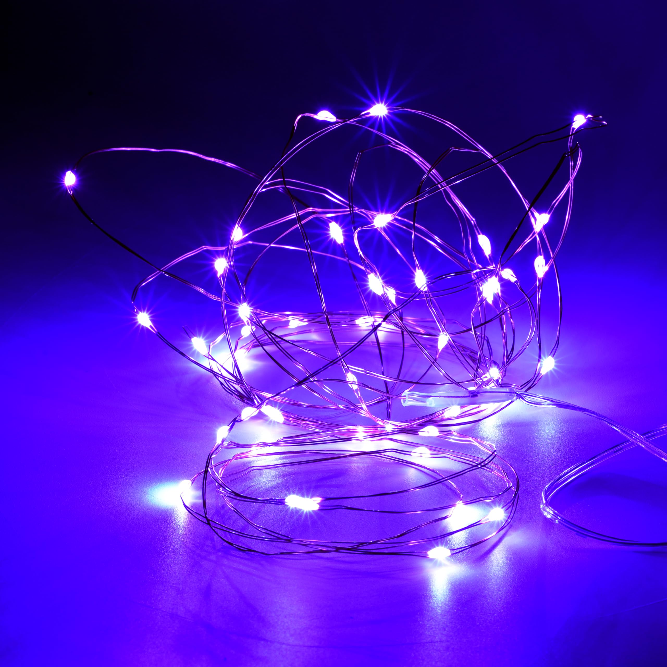 YunDing Battery Christmas Lights, Battery Christmas Lights with 8 Flashing Modes and 8-16 Hours Timer(1Pcs,Purple)