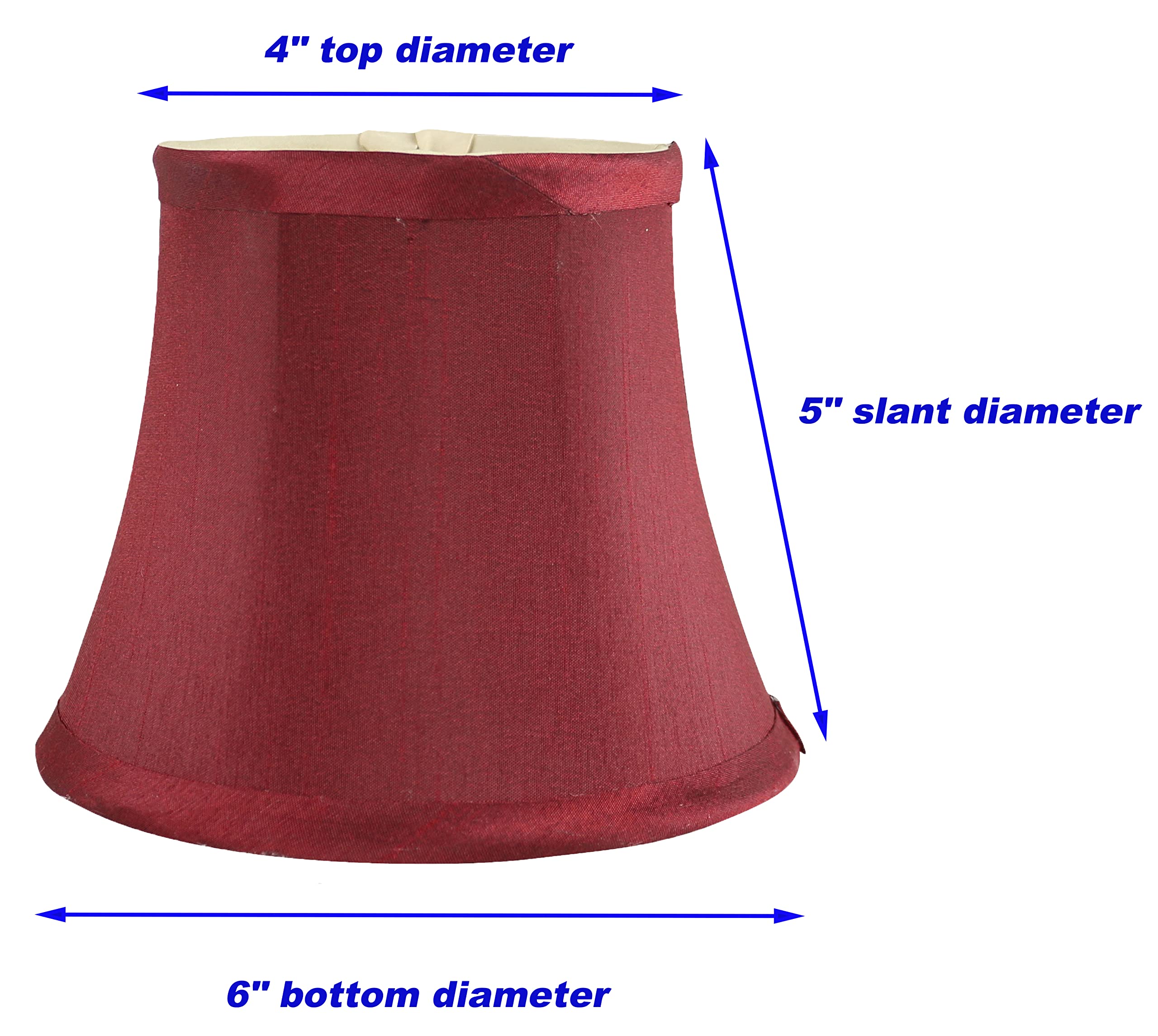 MERIVILLE Burgundy Faux Silk Chandelier Lamp Shades - Softback Bell Shape, Clip-On Fitter, Set of 5, 4inx6inx5in