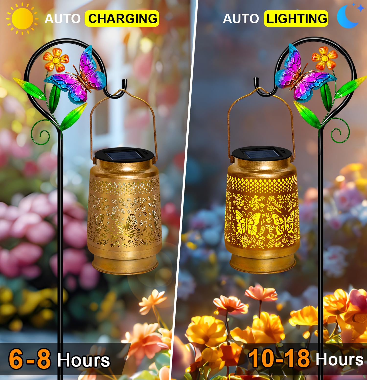 Solar Lanterns Outdoor Waterproof Butterfly Solar Lights Garden Decor,Butterfly Gift For Mom Women Grandma,Hanging Solar Lights