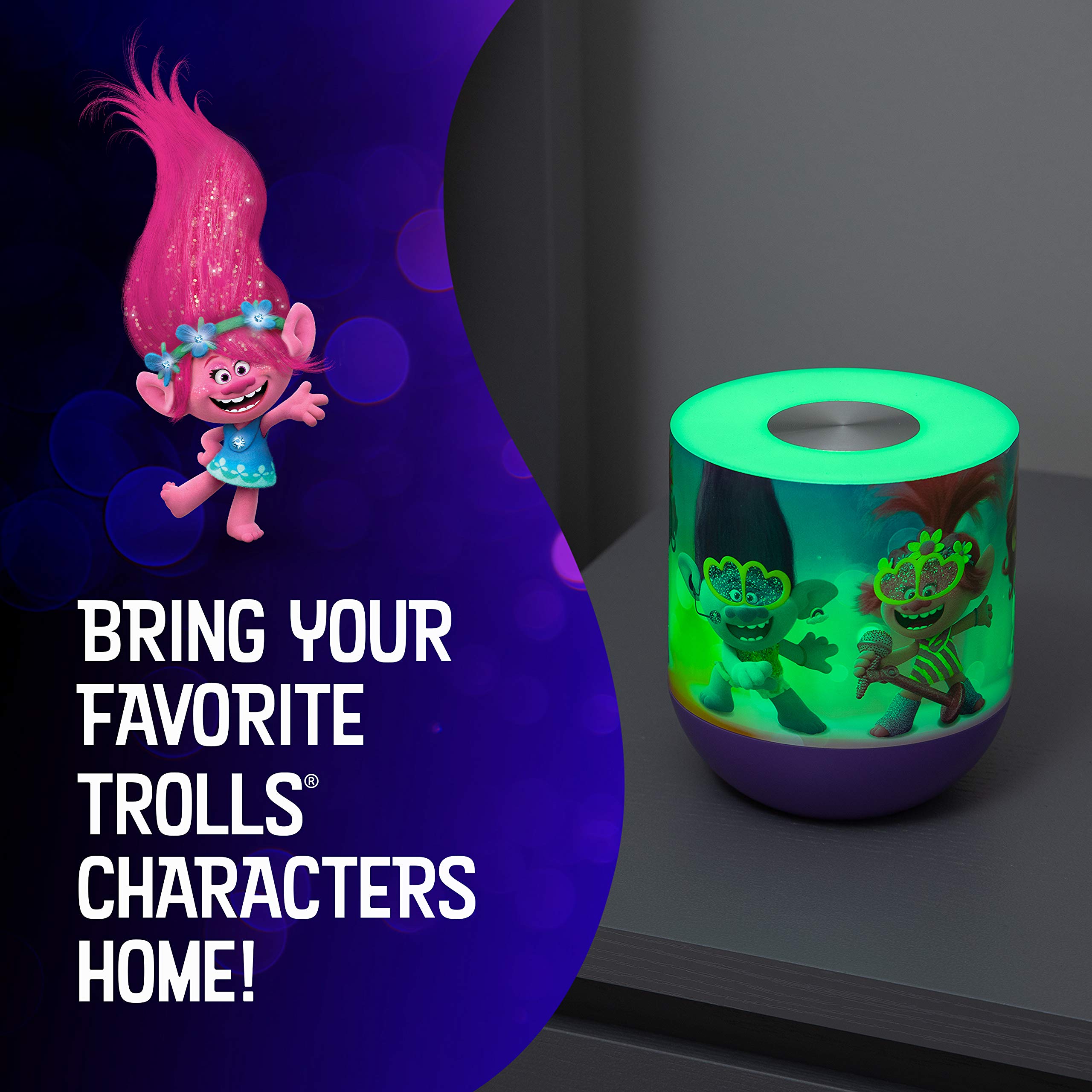 DREAMWORKS TROLLS LED Night Light, Touch Sensor, Dimmable, Color-Changing, Model 50009, Ideal for Kids Room, Bathroom, Nursery