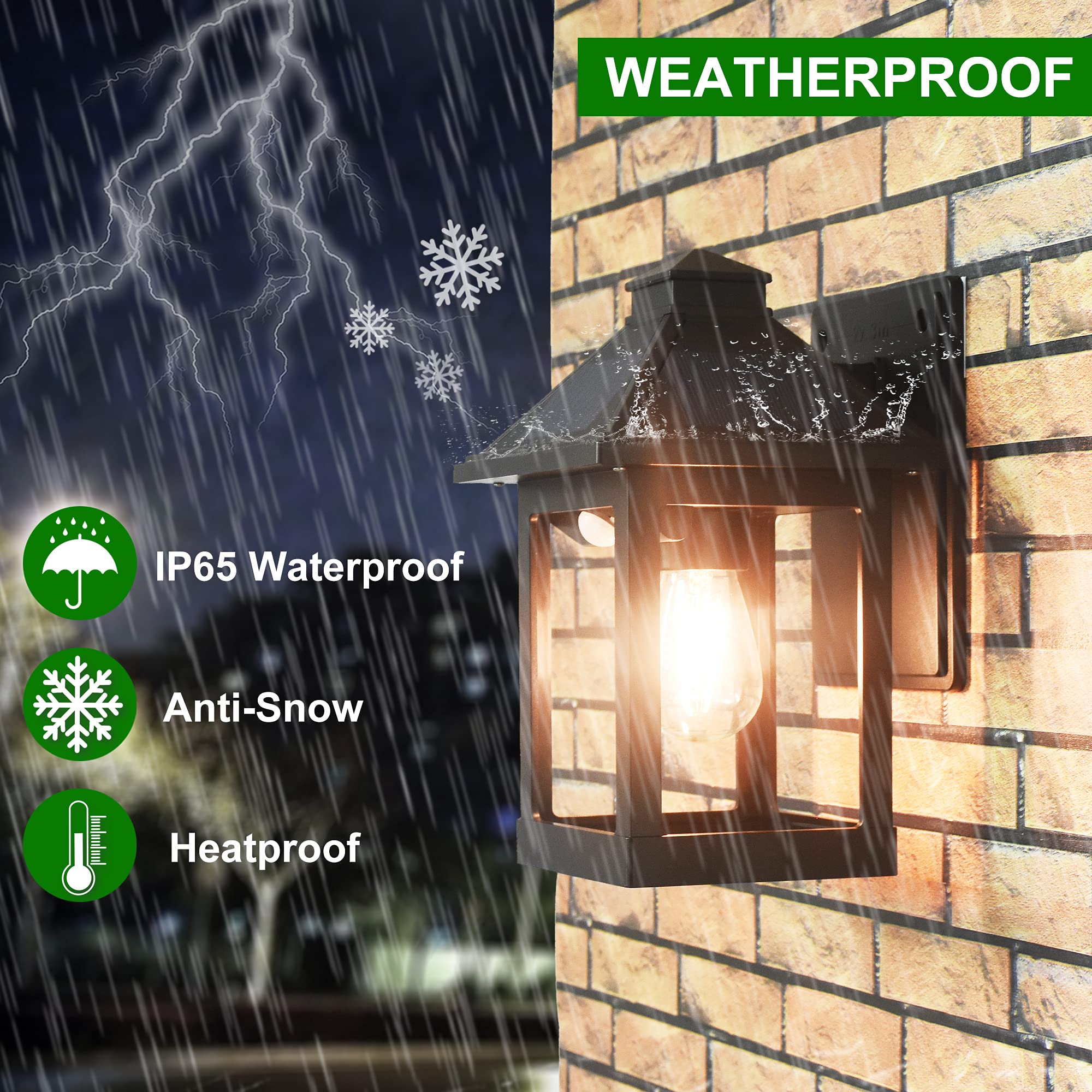 Kuniwa Solar Wall Light With Motion Sensor, 3 Modes, Waterproof Outdoor Sconce For Porch & Patio