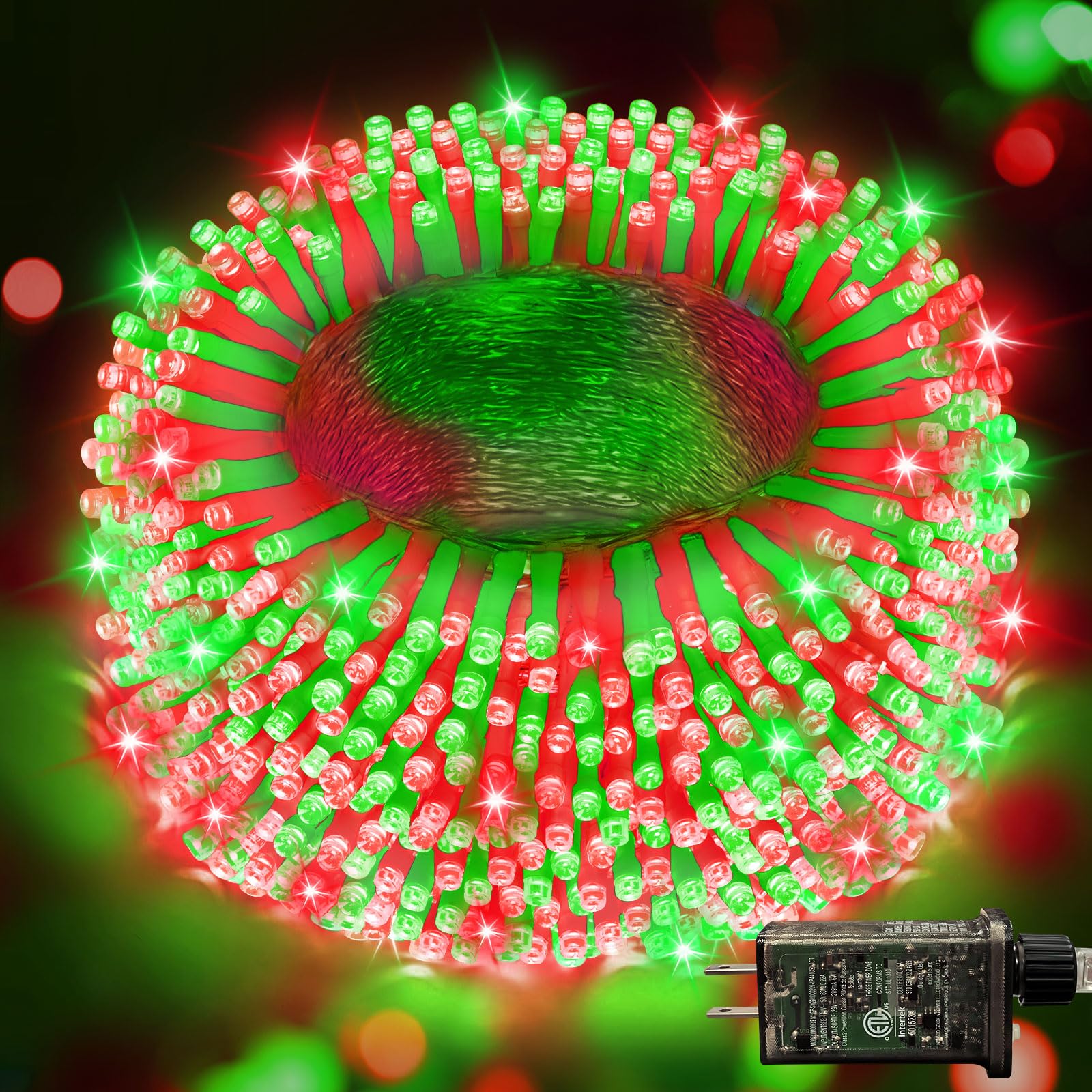 JIXXULVU 355FT 900 LED Christmas Lights, Waterproof, 8 Modes, Red and Green, Indoor/Outdoor, Model 300L