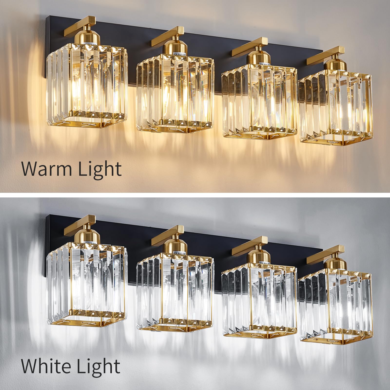 Aixialin Modern Bathroom Vanity Light 4-Lights Iron Black Gold Model 600-100-1016