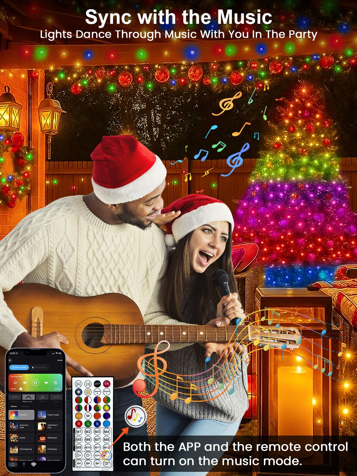 Smart Color Changing Christmas Lights With Remote & App Control  66 Ft 200 Led Rgb String Lights With Timer  Music Sync Multiple Modes Twinkle Christmas Tree Light Waterproof Indoor Outdoor Xmas Decor
