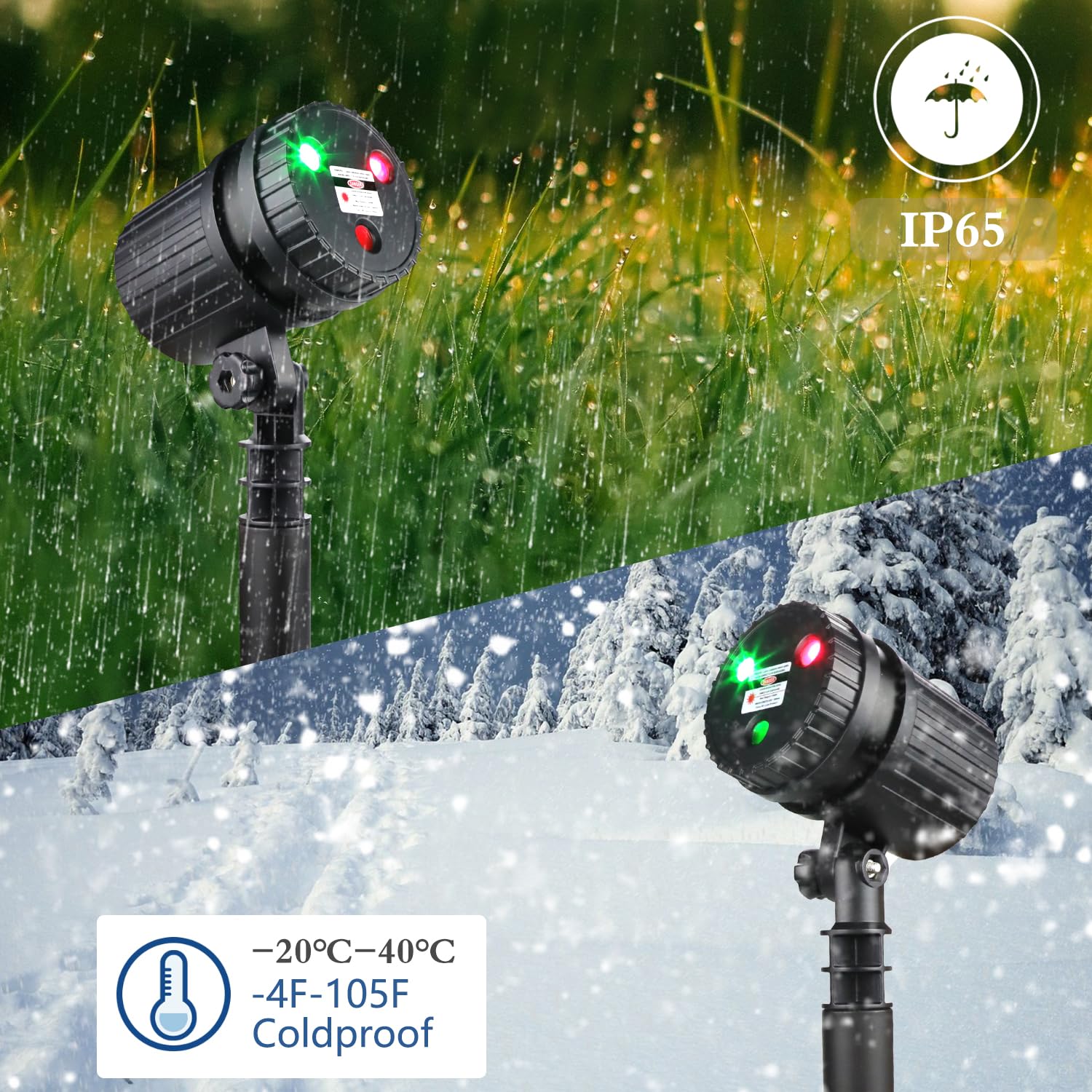 Christmas Laser Lights Projector Outdoor, Projector Lights Landscape Spotlight Red And Green Star Show With Xmas Decoration Patt