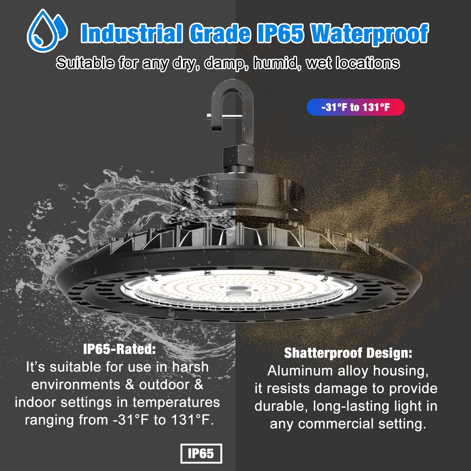 Ufo Led High Bay Lights 240W Flicker Free -36000Lm Super Bright High Bay Shop Lights 5000K, 0-10V Dimmable, 6' Cable, 100-277V F
