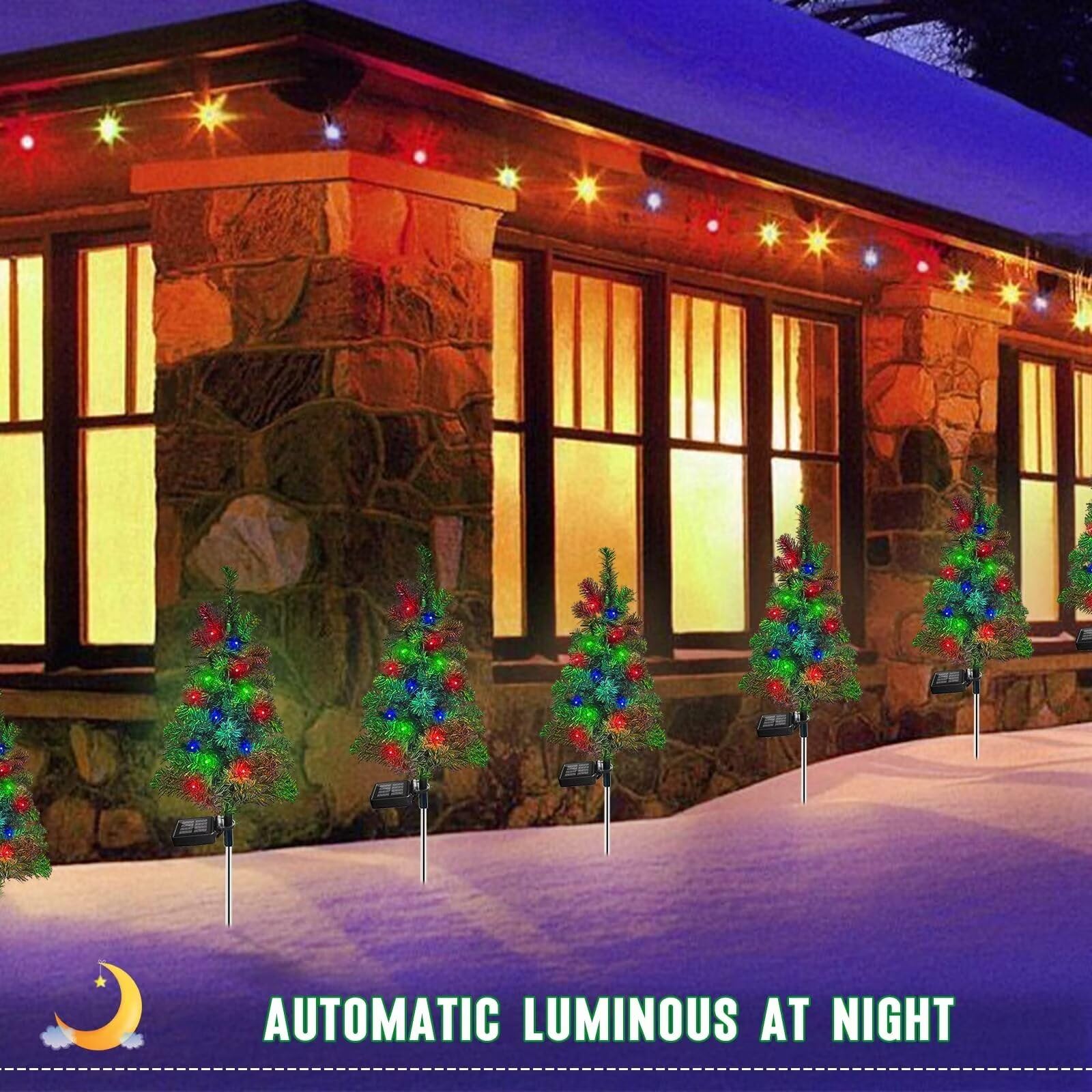 4Pcs Solar Christmas Tree Garden Stake Lights Waterproof Christmas Decorations Tree Lights Outdoor Xmas Tree Light Christmas D?O