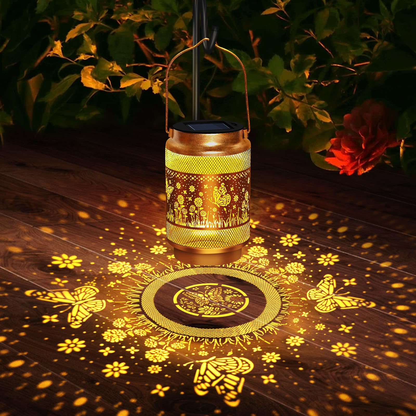 Butterfly Solar Lanterns Outdoor Waterproof Lights,Hanging Solar Lights Butterfly Gifts for Women Grandma Grandma,Hollowed-Out M