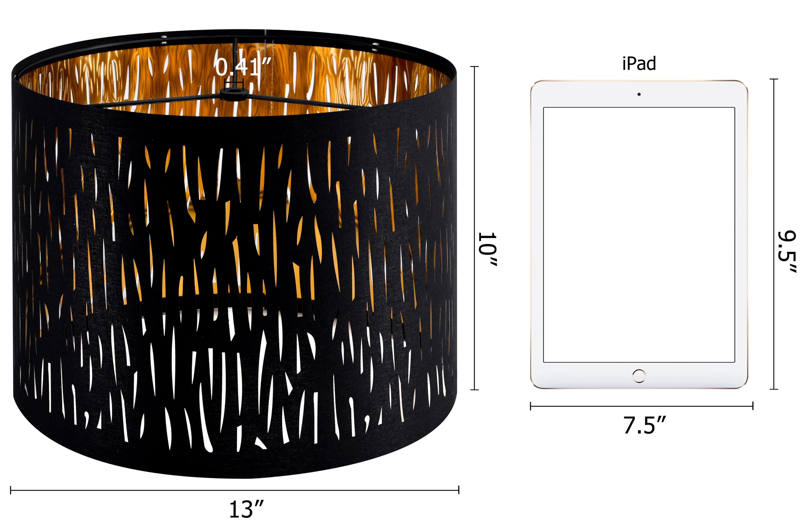 Goso Black Lamp Shade Drum Lamp Shades With Etching Crystal Design,13 ''Top X 13'' Bottom X 10 ''High'', Lamp Shades For Table L