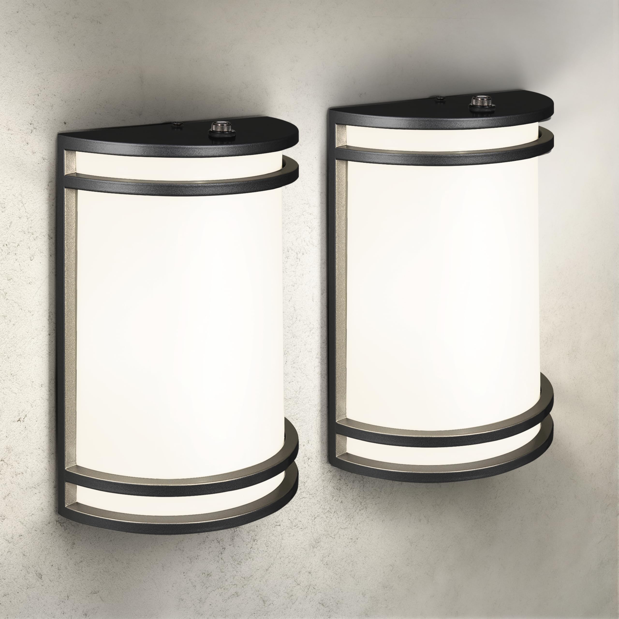 ASD 10 Inch LED Dusk to Dawn Outdoor Wall Mount Light Fixture - Matte Black Modern Wall Sconce Lighting with Photocell - 120-277