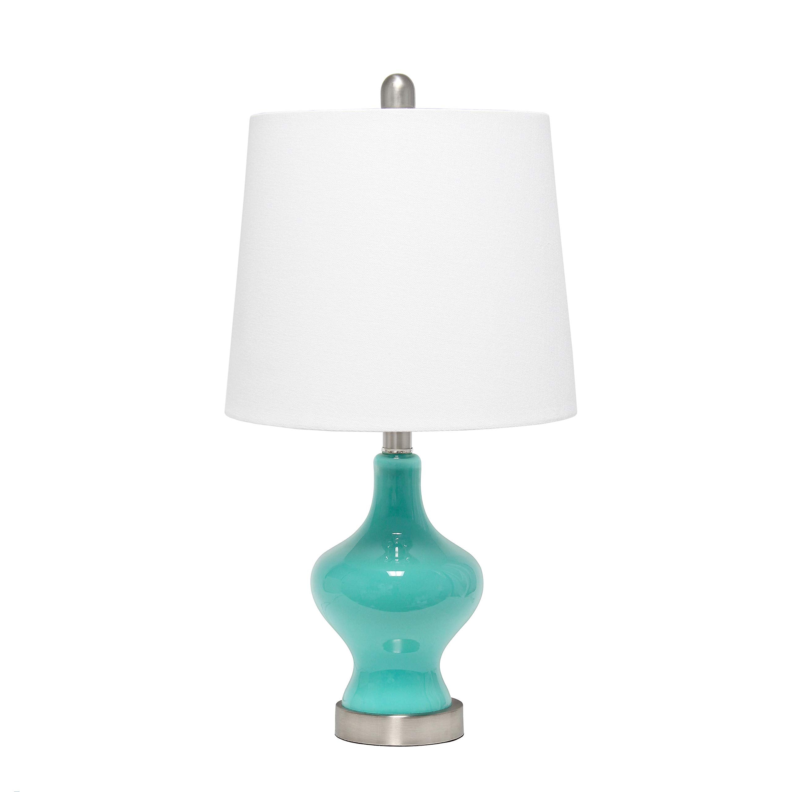 Elegant Designs LT3317-TEL Glass Table Lamp, Gourd Shape, Teal