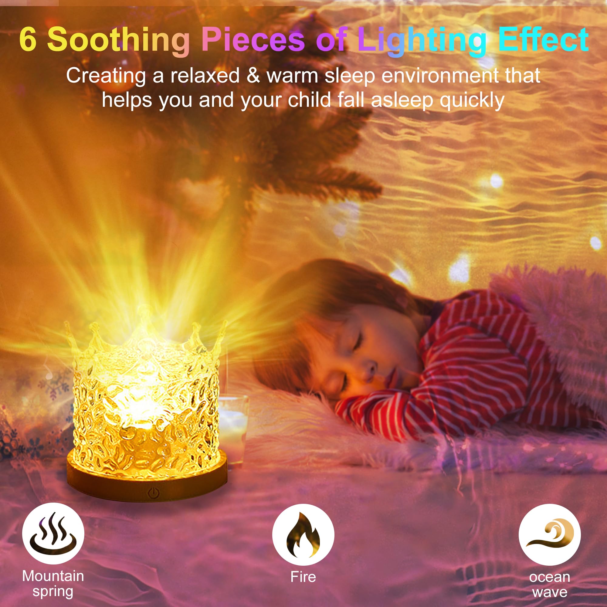 Jgmztzt Northern Lights Ocean Wave Projector Crown Light, 16 Colors Gradual Rotating Water Ripple Lamp, Wave Night Light With Remote Control For Bedroom Living Office Restaurant Bedroom Bar