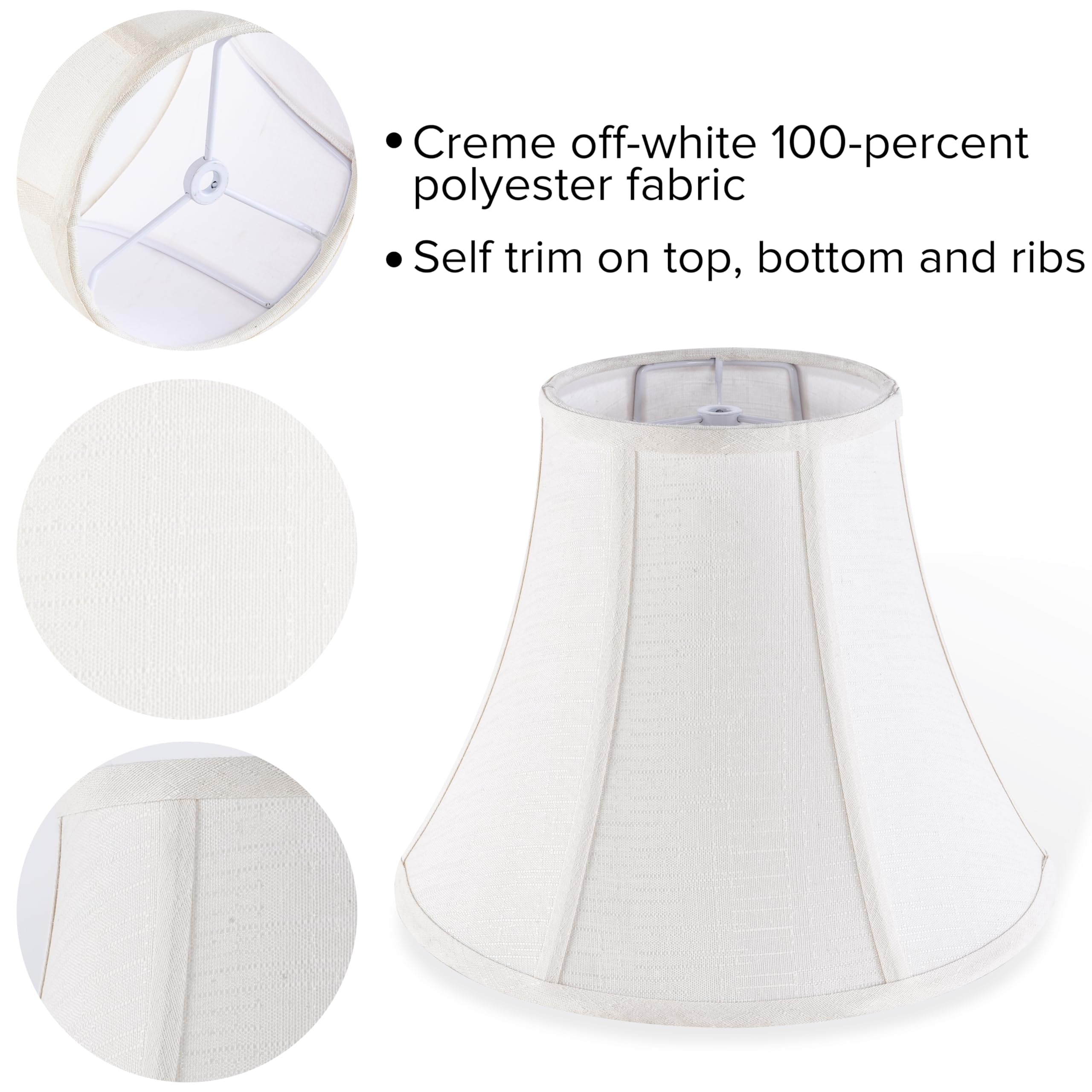Creme White Bell Lamp Shades Set Of 2 Medium Shade 6.7Top X 13Bottom X 10High(Spider) Traditional Lampshade For Table & Be