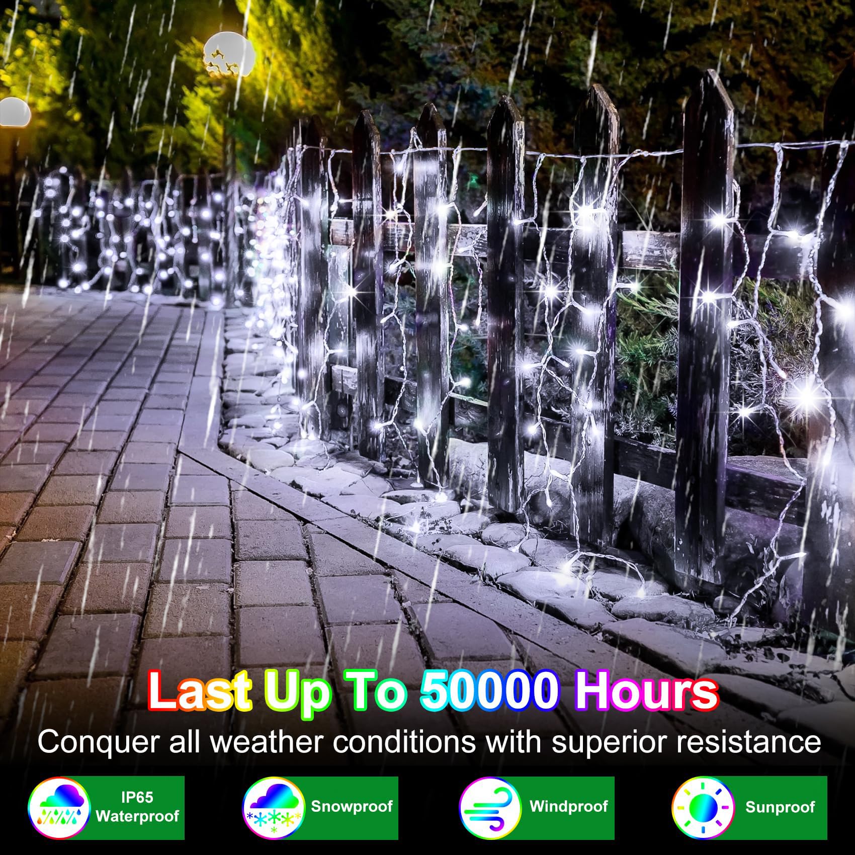 WUXYIYANG 82FT 792 LED Outdoor Hanging Christmas Lights, 176 Drops, 8 Modes, Timer, Cool White, Waterproof, Model WX-792L