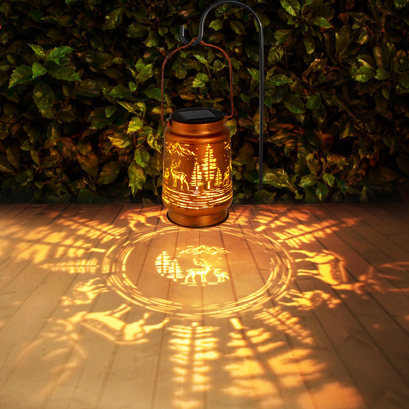 Solar Lanterns Outdoor Garden Decor  Gifts For Women  Mom  Grandma  Birthday  Thanksgiving  Decorative Waterproof Hanging Metal Led Light For Yard  Patio  Lawn  Landscape  Backyard (Deer)