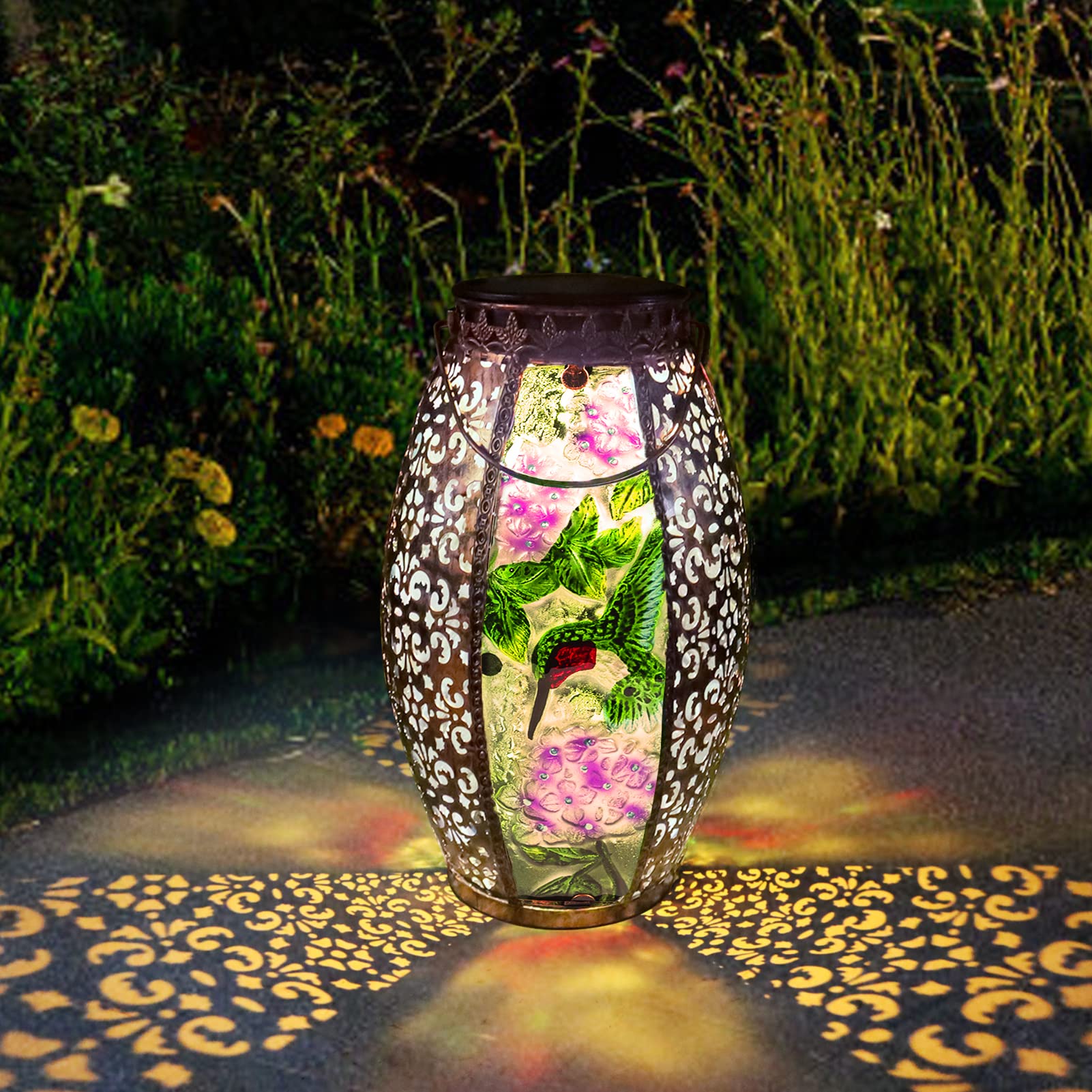 Larekook Copper Outdoor Solar Lantern - Waterproof Hummingbird Decorative Lights With Led
