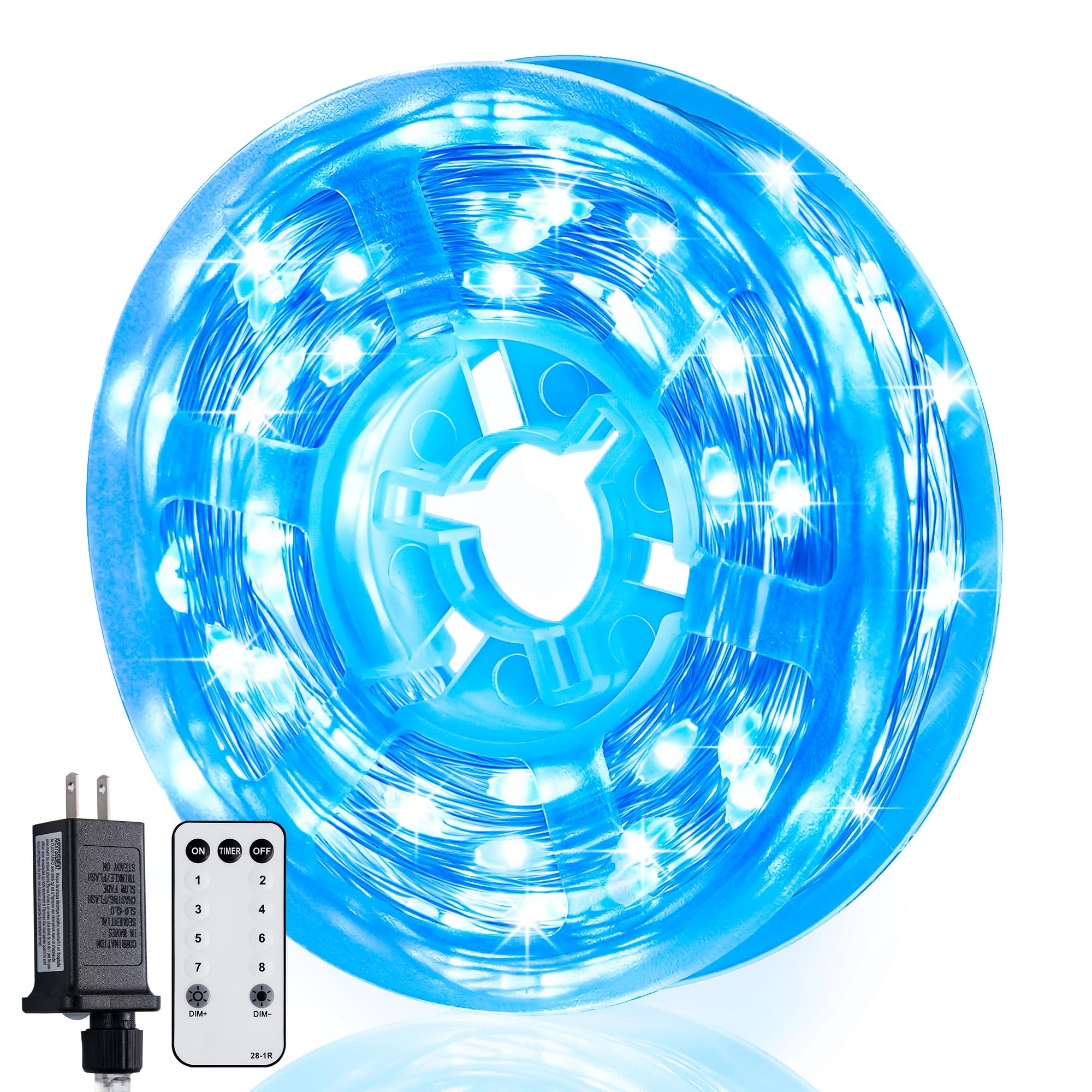 JMEXSUSS 200 LED Blue Fairy Lights, 66ft Waterproof Christmas Twinkle Lights, Model JMF-S-0200
